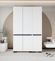 Guarda-roupa - 135 cm x 210 cm x 52 cm - Branco e Antracite - Aglomerado revestido com melamina