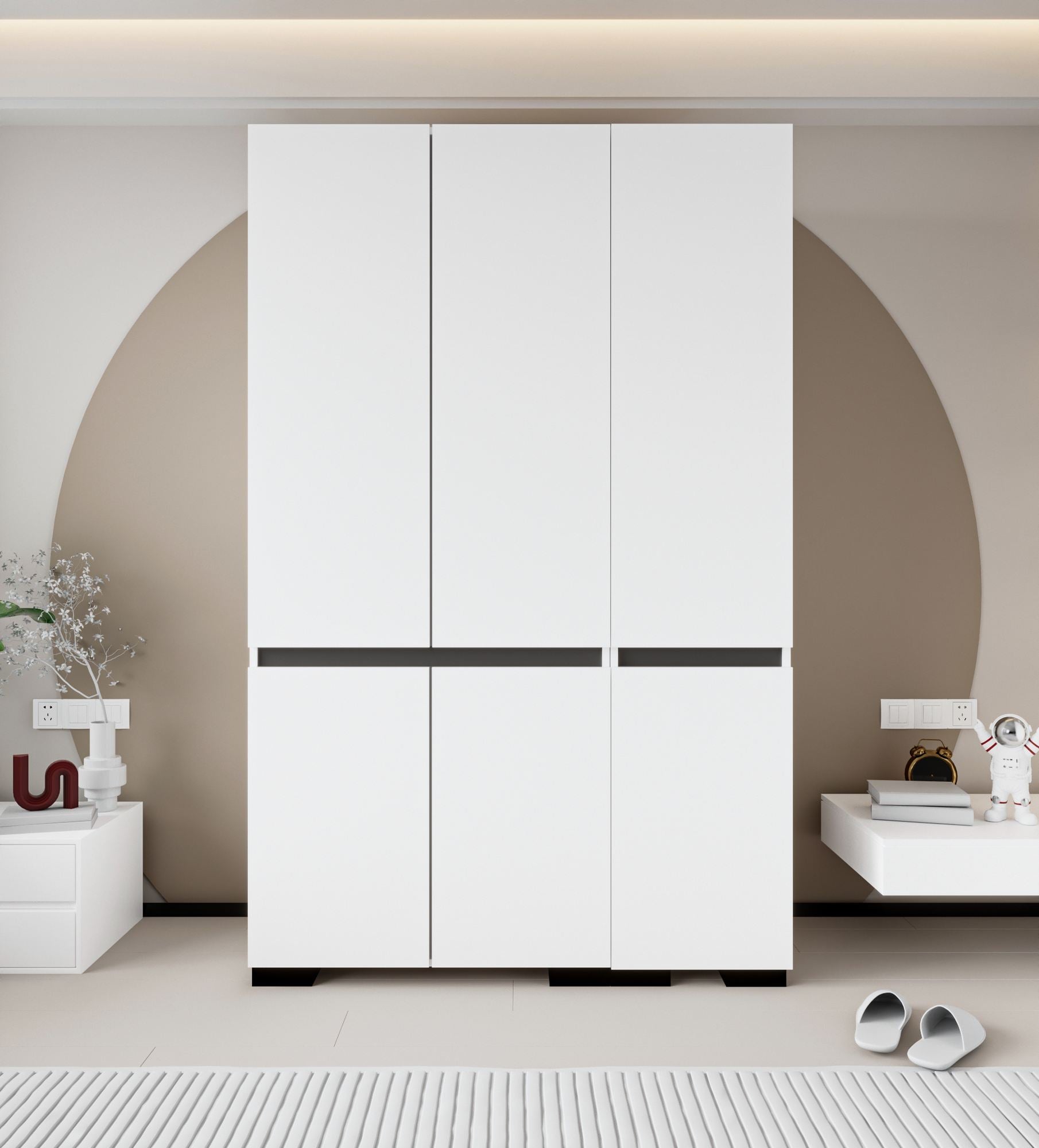 Guarda-roupa - 135 cm x 210 cm x 52 cm - Branco e Antracite - Aglomerado revestido com melamina