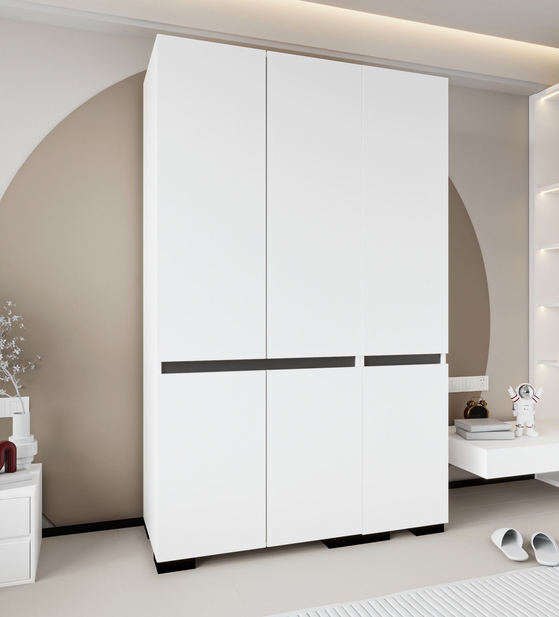 Guarda-roupa – 135 cm x 210 cm x 52 cm – Branco e Antracite – Aglomerado