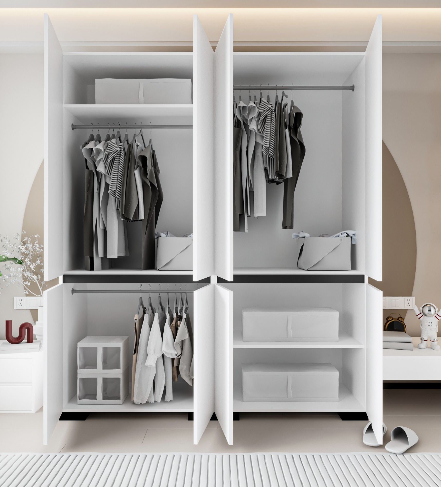 Guarda-roupa – 180 cm – Branco e Antracite – Aglomerado