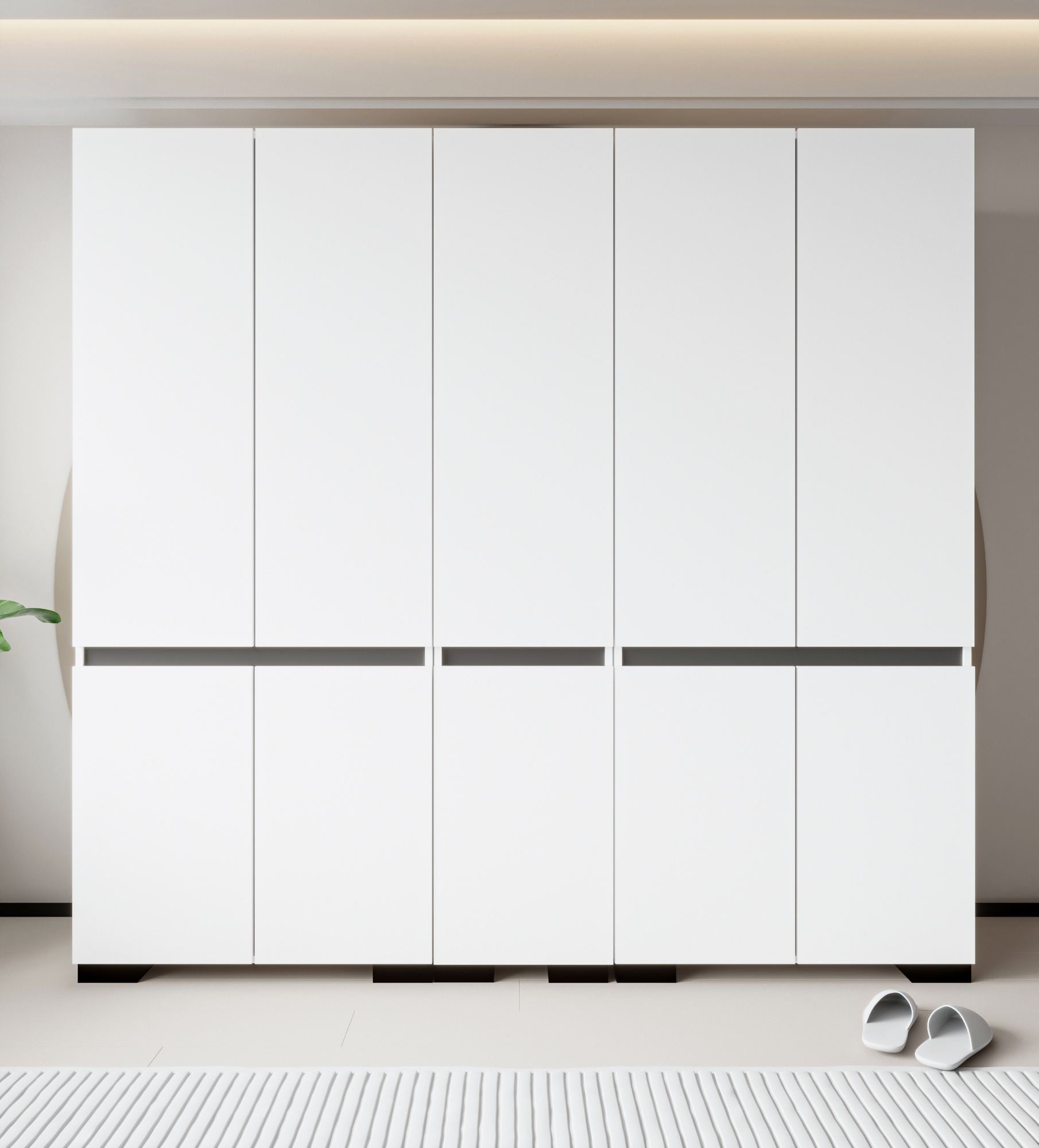 Guarda-roupa – 225cm x 210cm x 52cm – Branco e Antracite – Aglomerado revestido de melamina