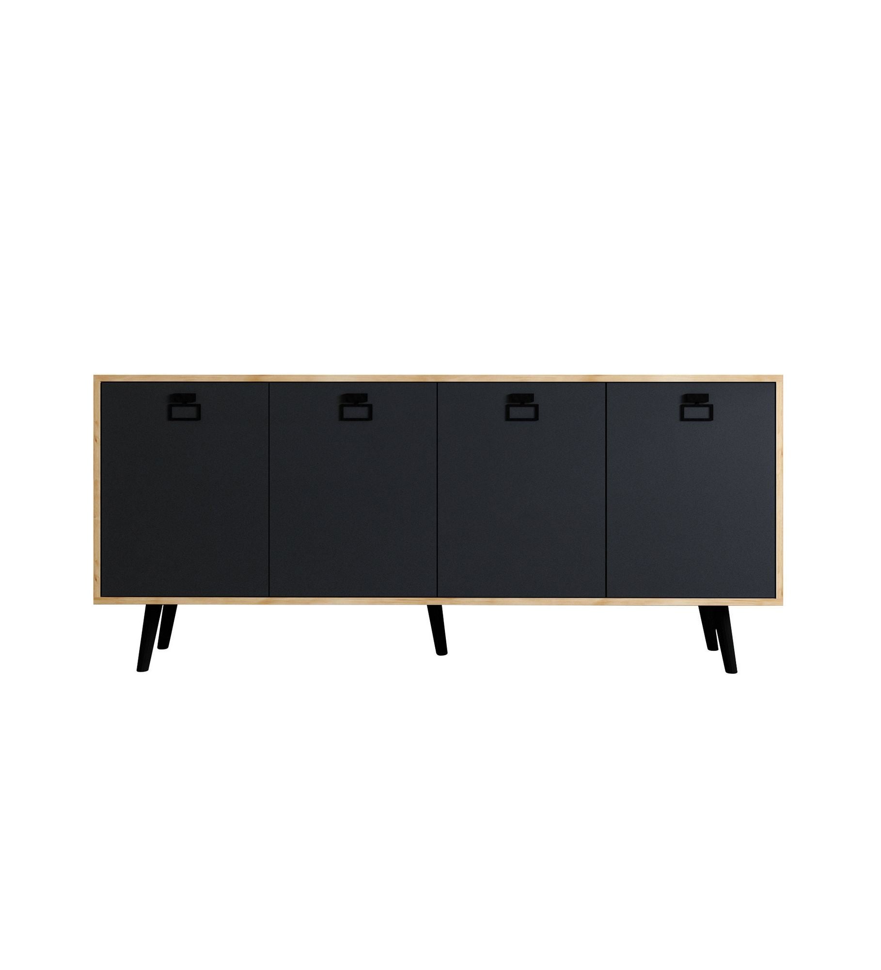 Aparador – 180 cm x 80 cm x 45 cm – Carvalho Safira e Antracite – Aglomerado