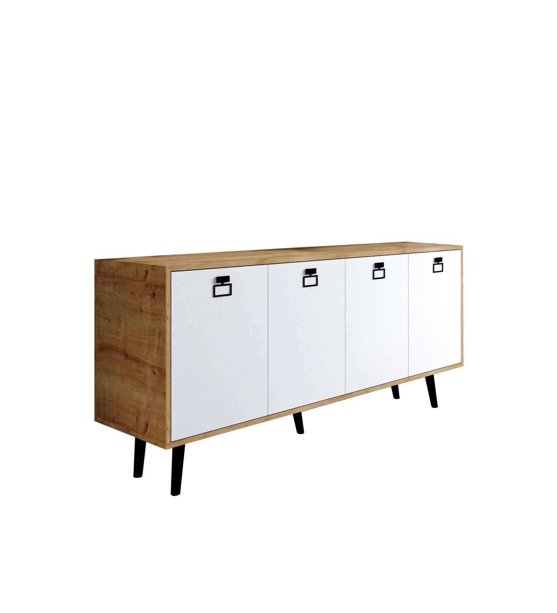Aparador – 180 cm – Carvalho Safira e Branco – Aglomerado revestido de melamina