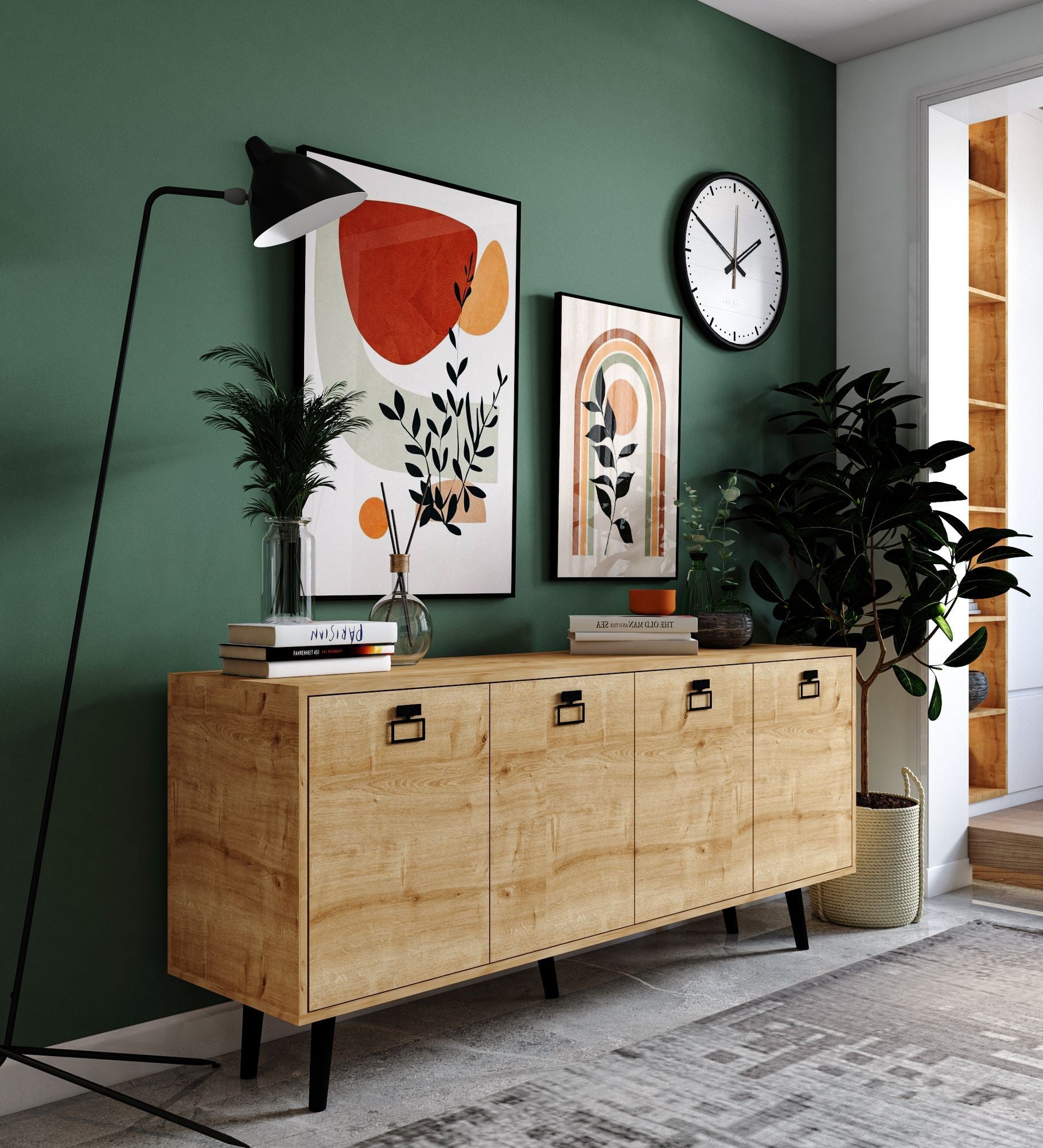Aparador Modern – 180cm x 80cm x 45cm – Carvalho Safira – Aglomerado