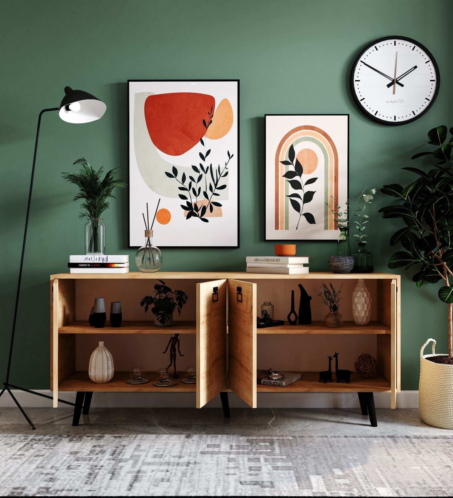 Aparador Modern – 180cm x 80cm x 45cm – Carvalho Safira – Aglomerado
