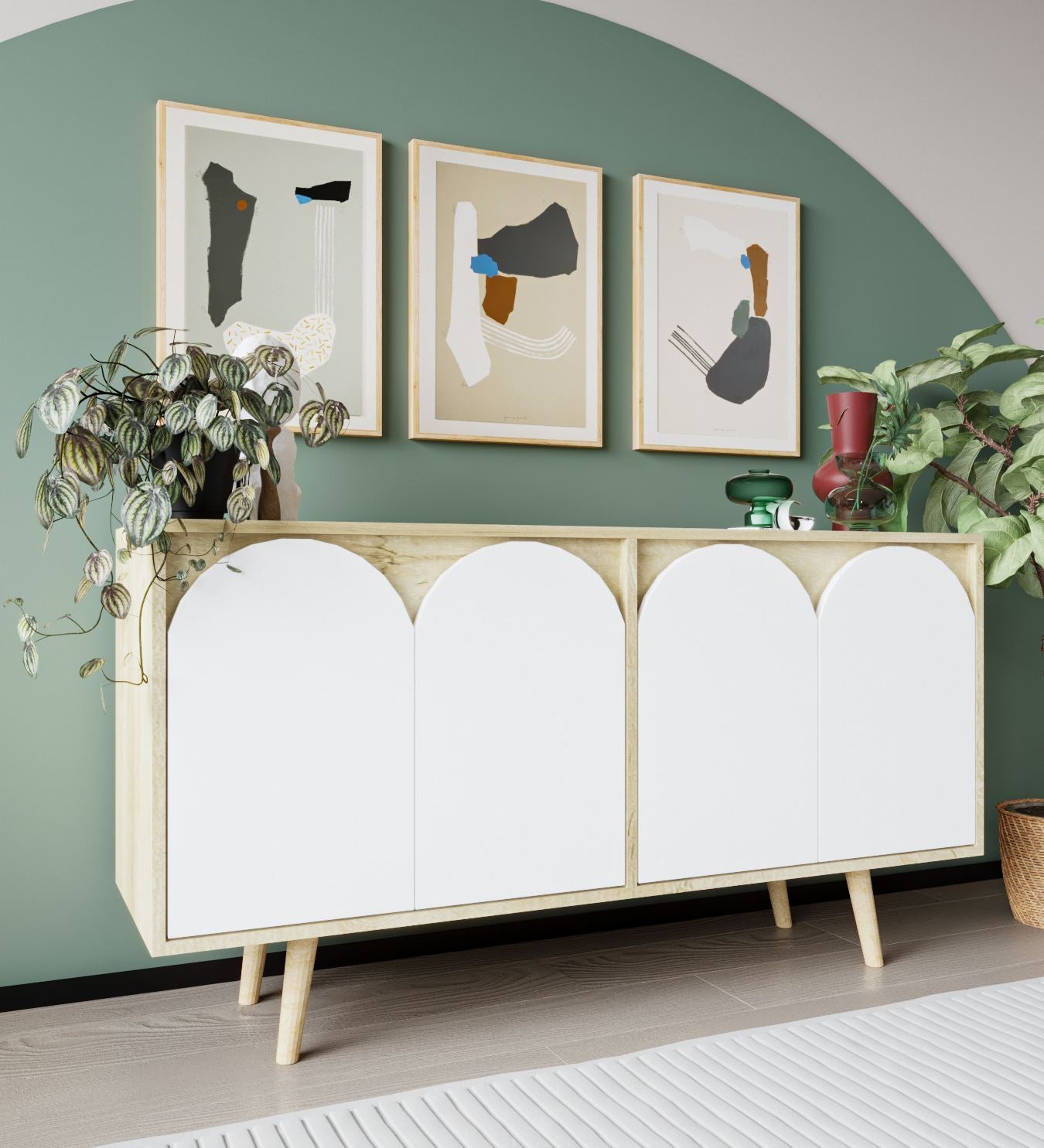 Aparador – 150cm – Carvalho Safira e Branco – Aglomerado com melamina