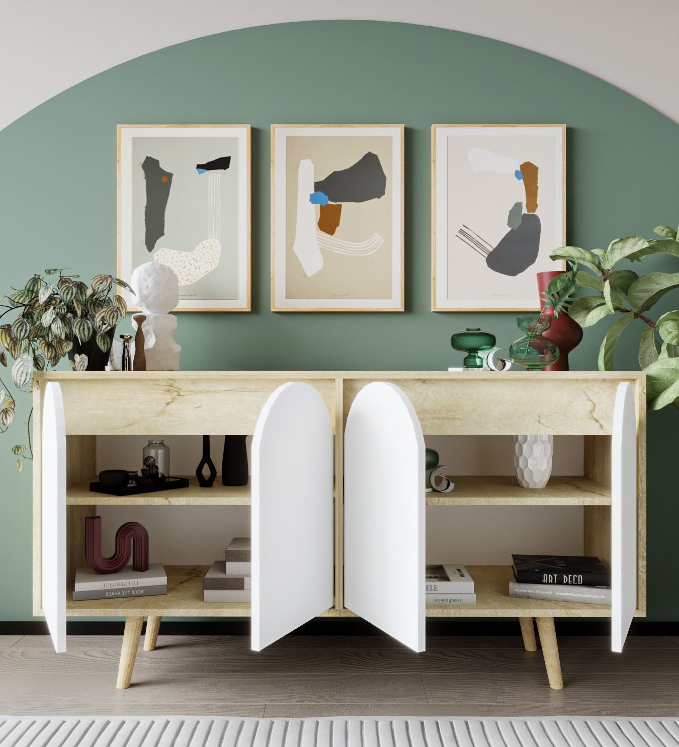 Aparador – 150cm – Carvalho Safira e Branco – Aglomerado com melamina