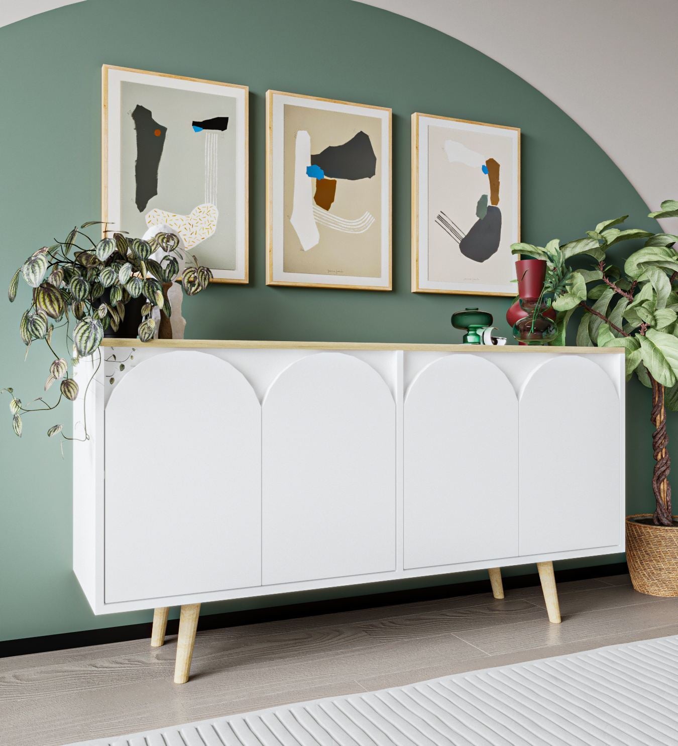 Aparador – 150 cm – Carvalho Safira e Branco – Aglomerado