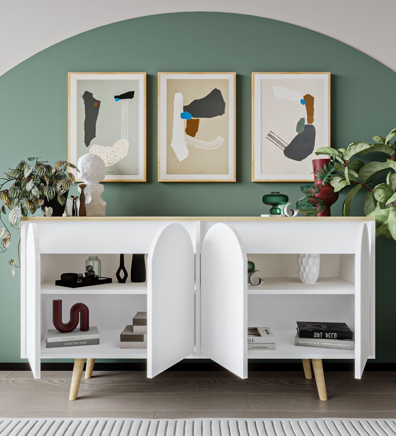 Aparador – 150 cm – Carvalho Safira e Branco – Aglomerado