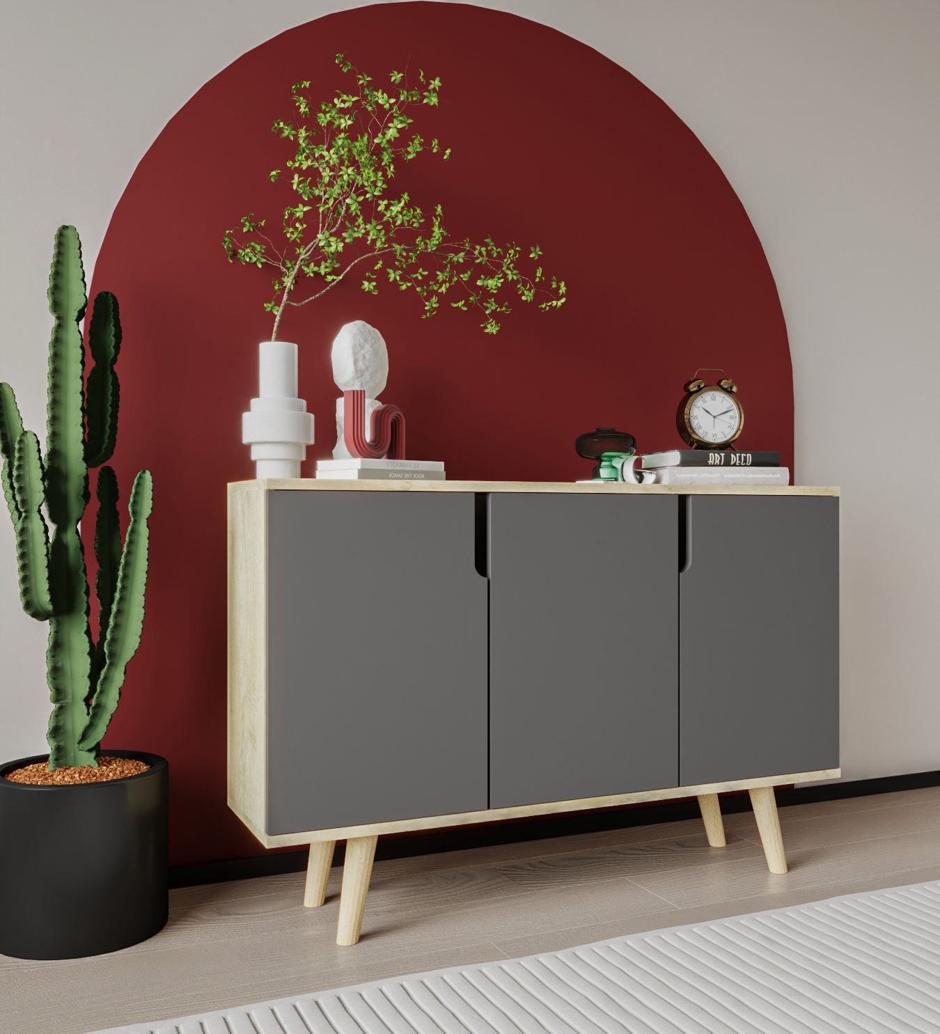 Aparador – 120 cm – Carvalho Safira e Antracite – Aglomerado