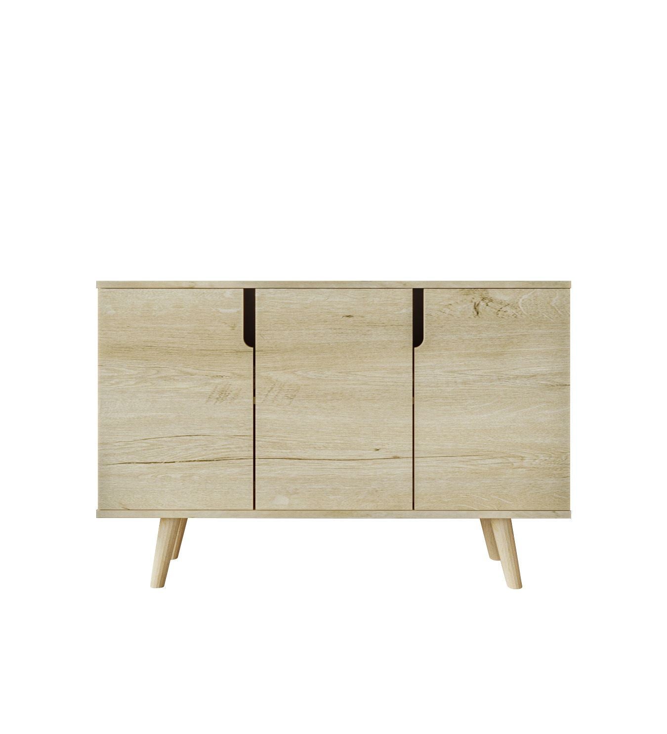 Aparador de Aglomerado Revestido de Melamina – 120 cm x 80 cm x 30 cm – Carvalho Safira