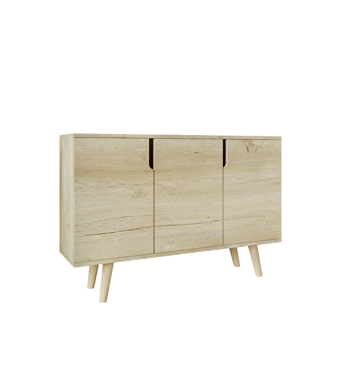 Aparador de Aglomerado Revestido de Melamina – 120 cm x 80 cm x 30 cm – Carvalho Safira