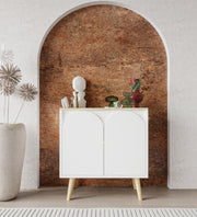 Aparador – 76 cm x 80 cm x 30 cm – Carvalho Safira e Branco – Aglomerado revestido de melamina