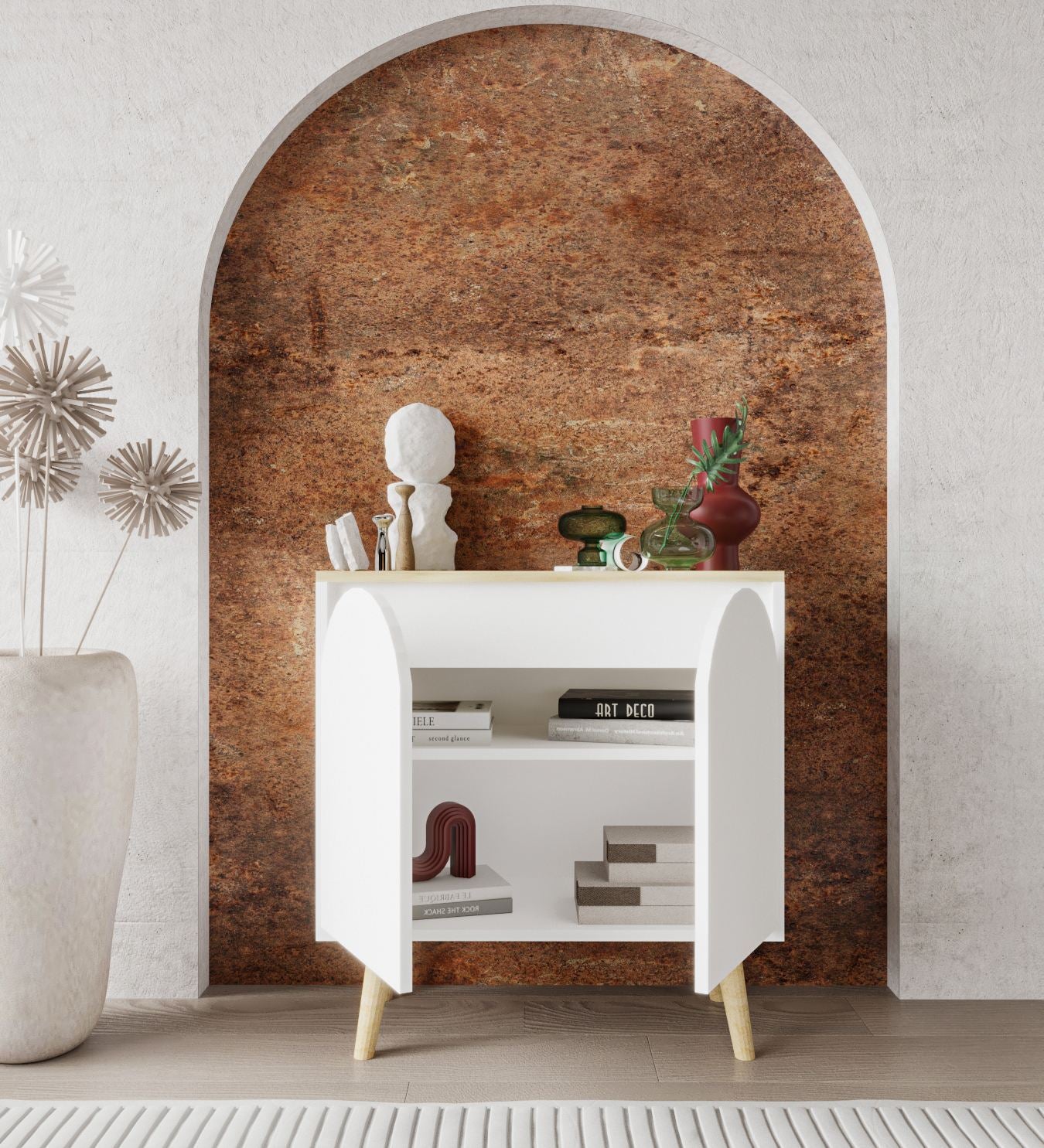 Aparador – 76 cm x 80 cm x 30 cm – Carvalho Safira e Branco – Aglomerado revestido de melamina