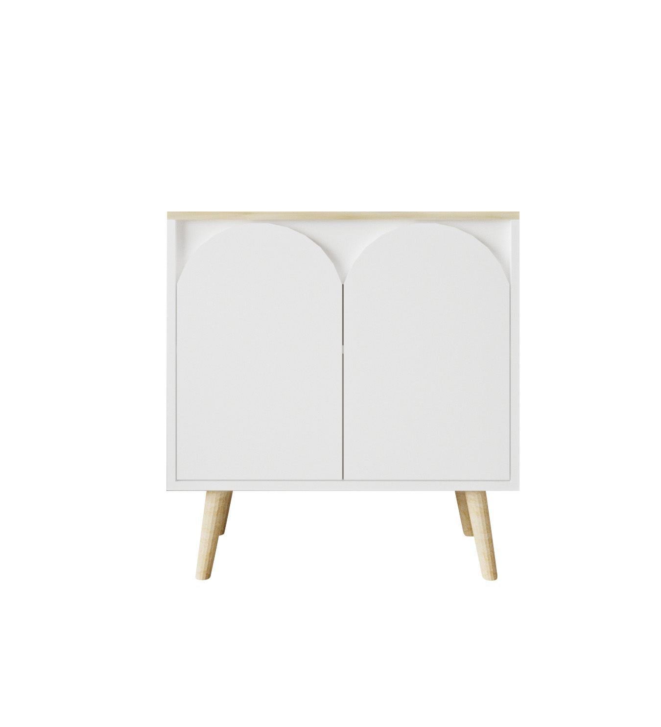 Aparador – 76 cm x 80 cm x 30 cm – Carvalho Safira e Branco – Aglomerado revestido de melamina