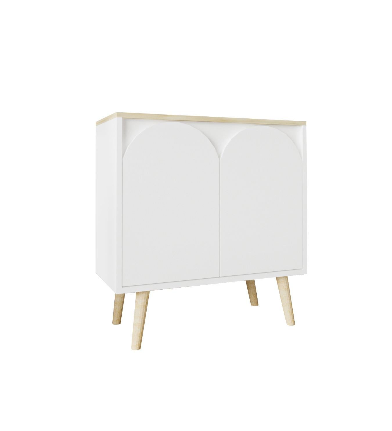 Aparador – 76 cm x 80 cm x 30 cm – Carvalho Safira e Branco – Aglomerado revestido de melamina