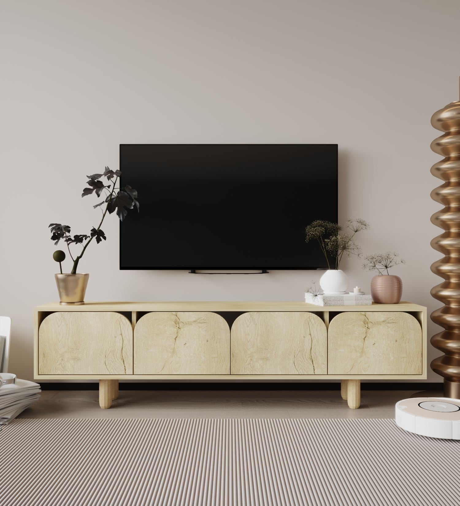 Móvel de TV – 180 cm x 48 cm x 29,8 cm – Carvalho Safira – Aglomerado revestido de melamina