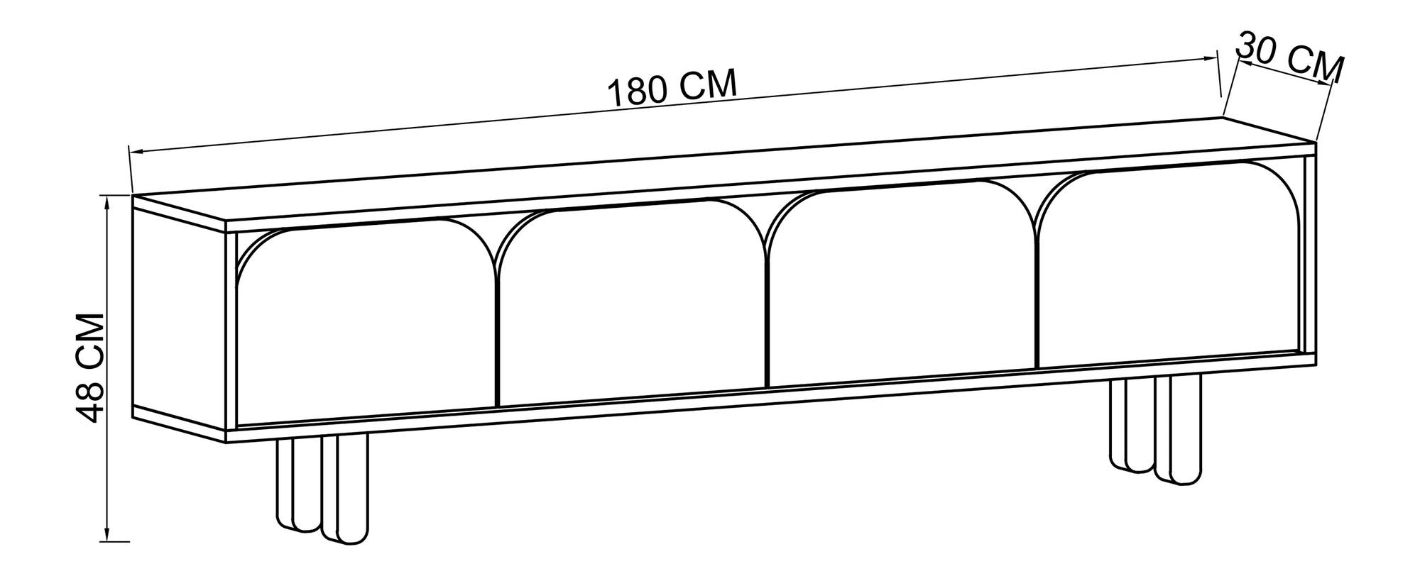 Móvel de TV – 180 cm x 48 cm x 29,8 cm – Carvalho Safira – Aglomerado revestido de melamina