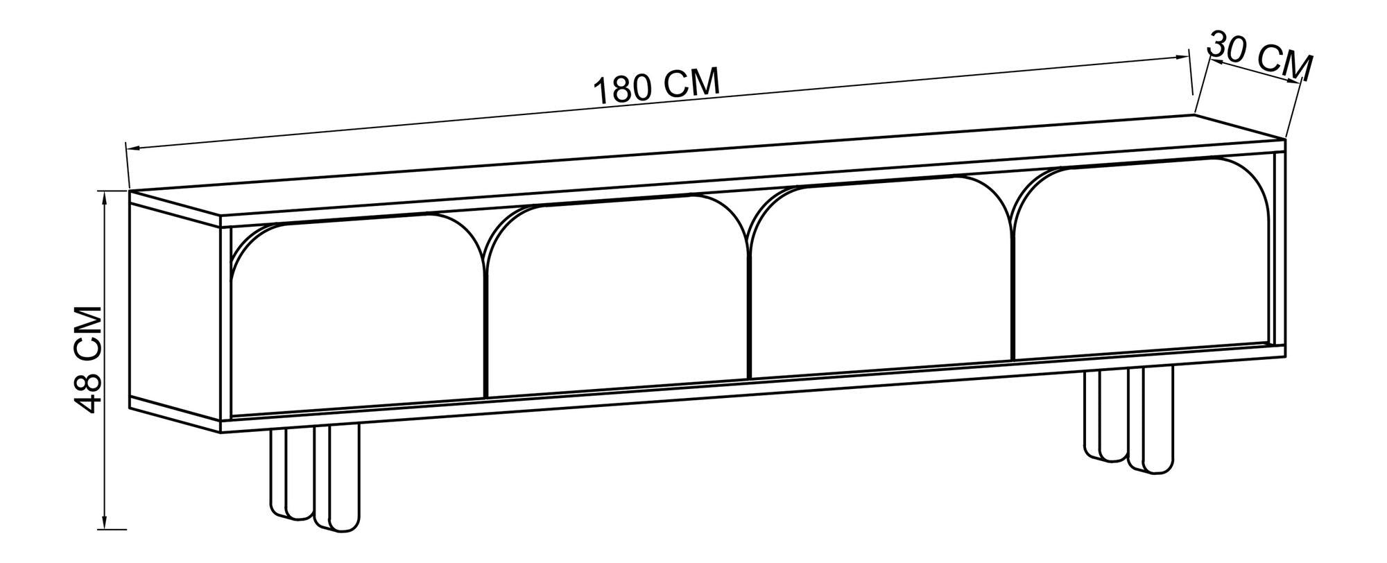 Móvel de TV – 180 cm x 48 cm x 29,8 cm – Carvalho Safira e Branco – Aglomerado