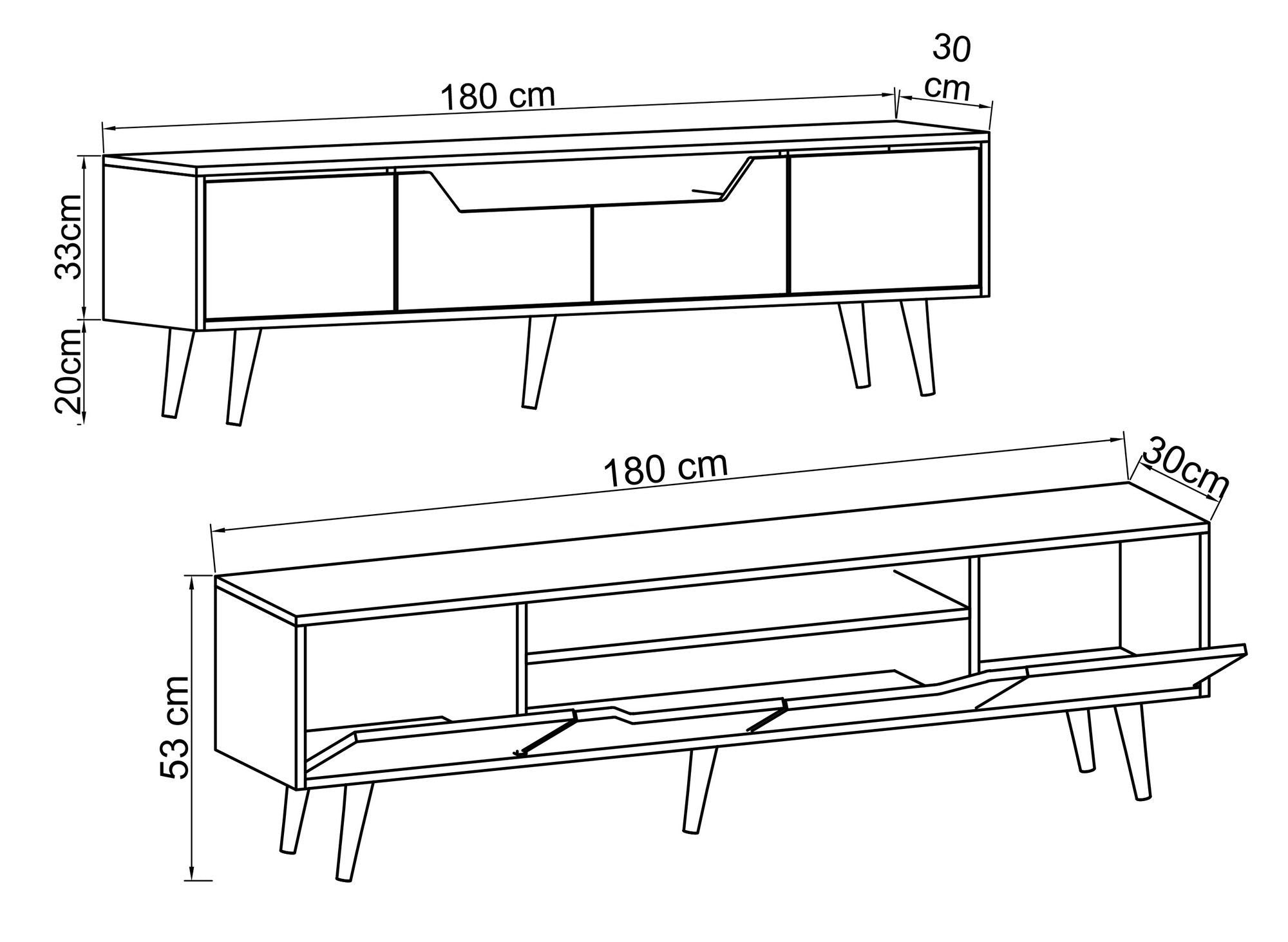 Móvel de TV – 180 cm – Nogueira e Branco – Aglomerado com melamina