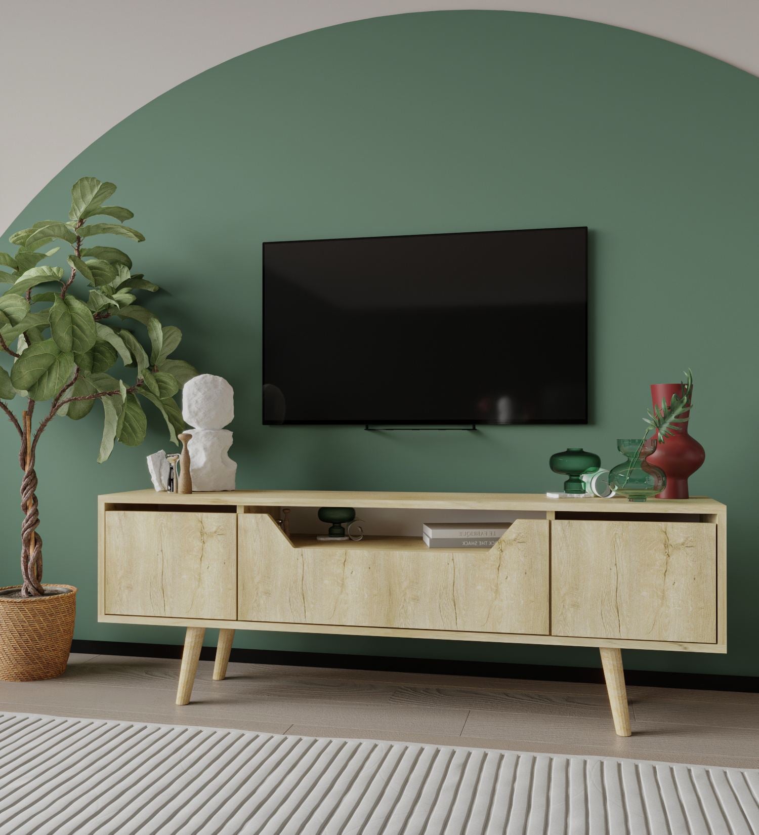 Móvel de TV – 150 cm – Carvalho Safira – Aglomerado revestido de melamina