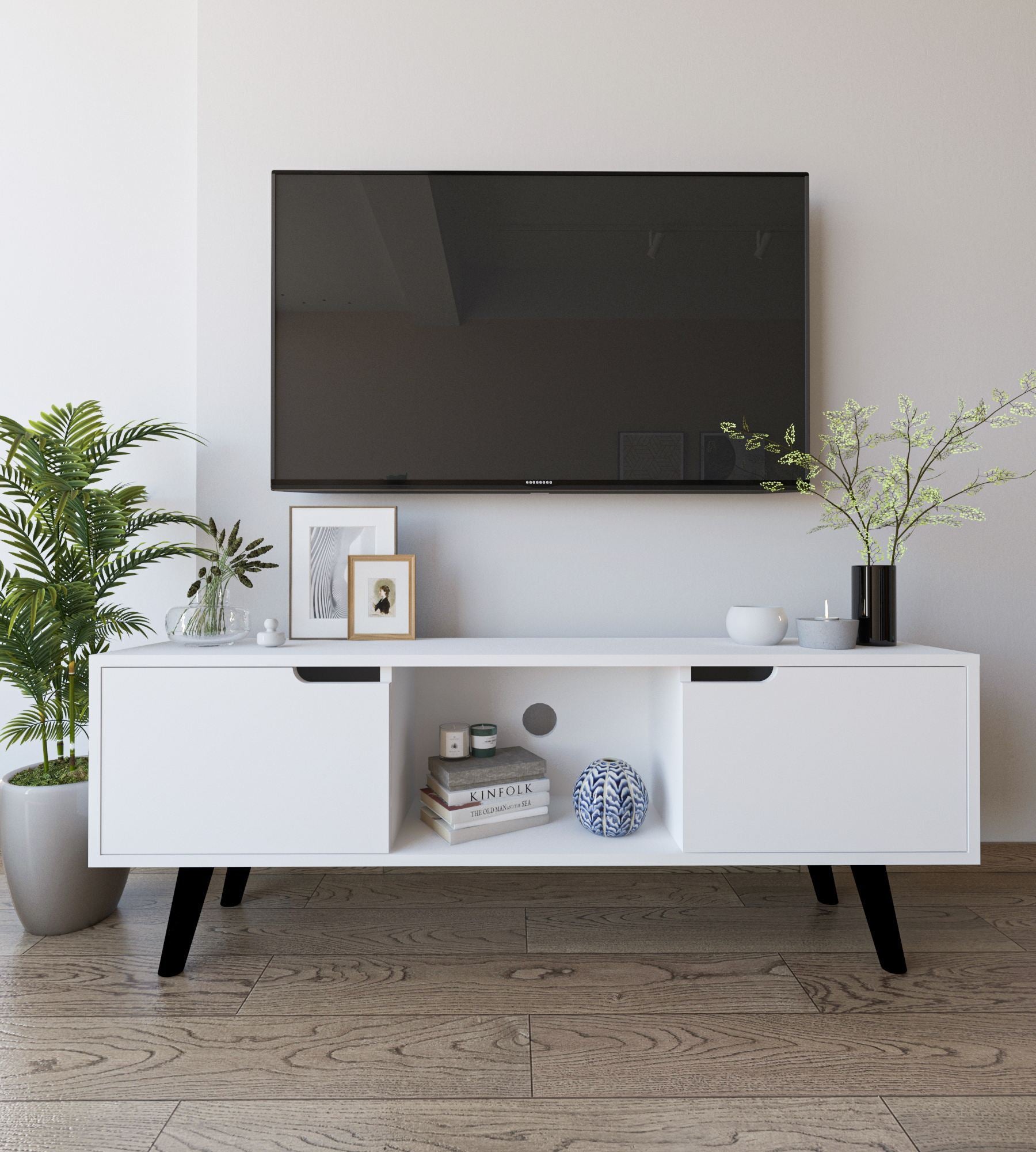 Móvel de TV – 139,7 cm x 53 cm – Branco – Aglomerado