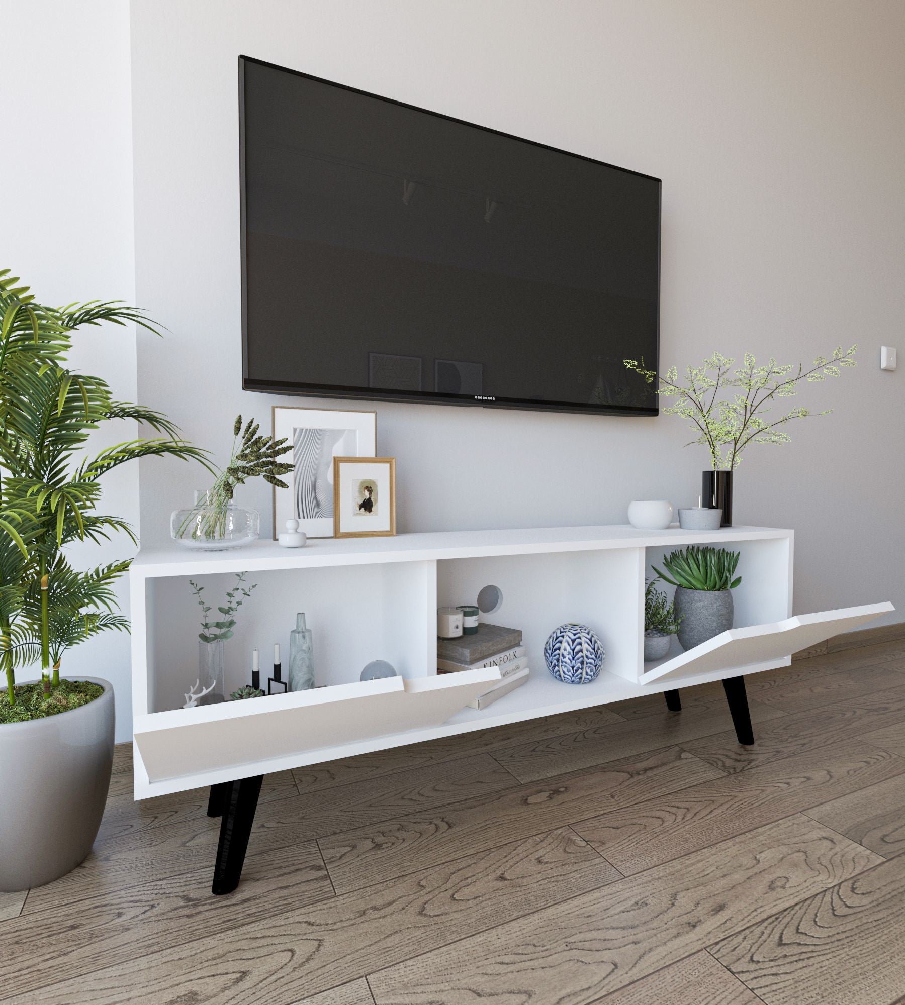 Móvel de TV – 139,7 cm x 53 cm – Branco – Aglomerado