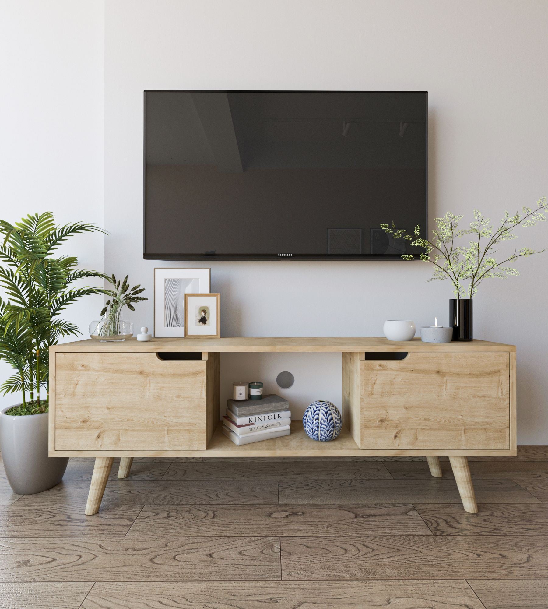 Móvel de TV – 139,7cm x 53cm x 53cm – Carvalho Safira – Aglomerado