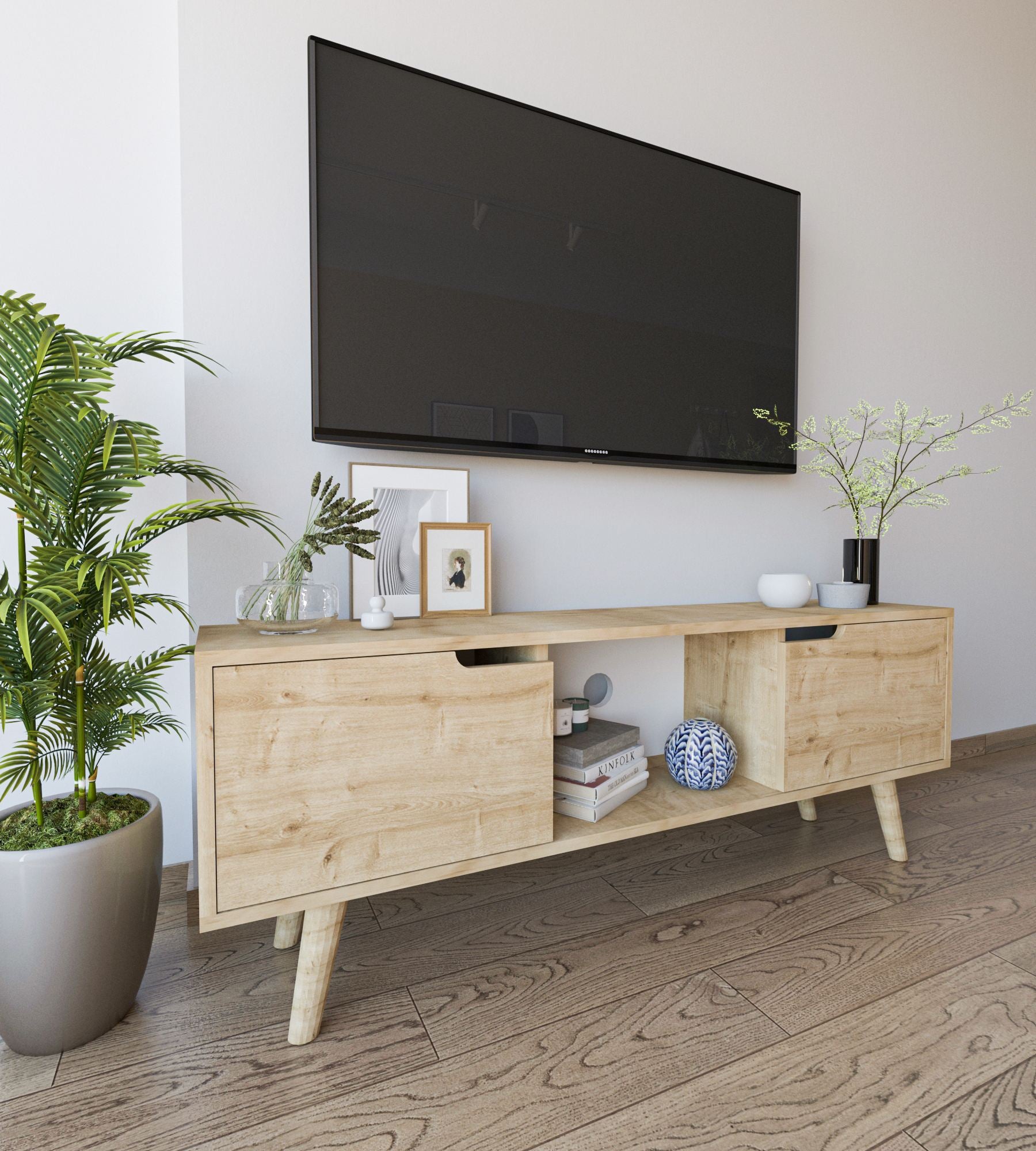 Móvel de TV – 139,7cm x 53cm x 53cm – Carvalho Safira – Aglomerado