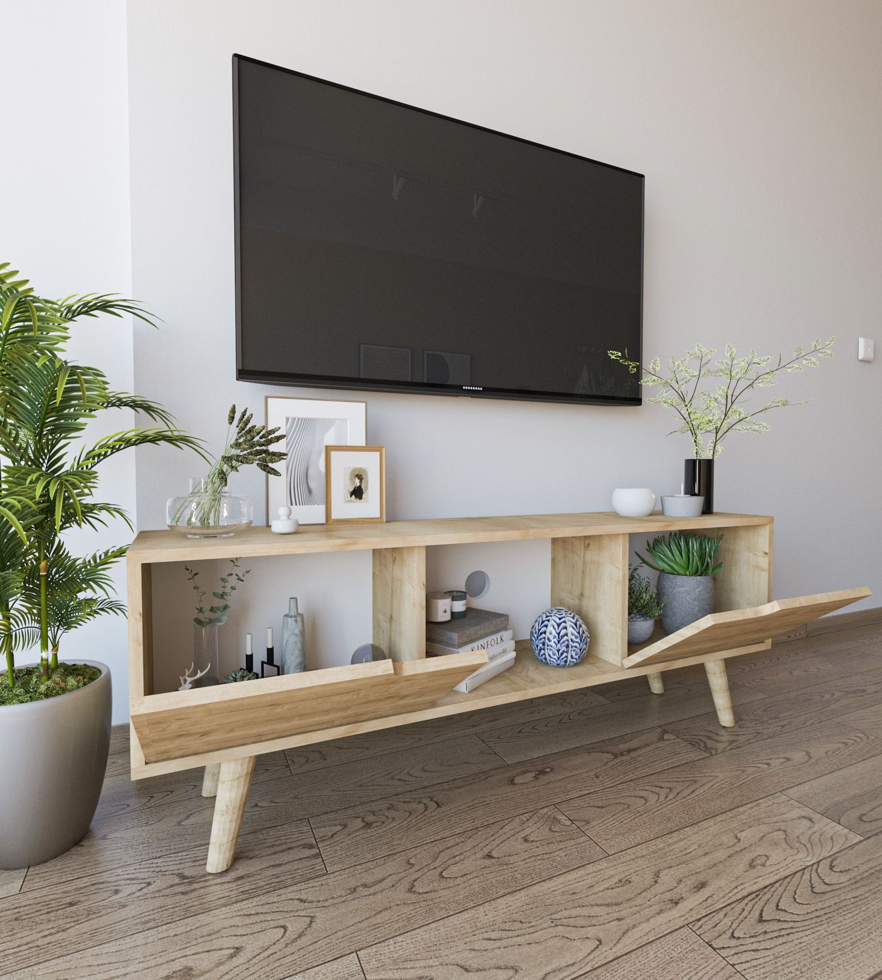 Móvel de TV – 139,7cm x 53cm x 53cm – Carvalho Safira – Aglomerado