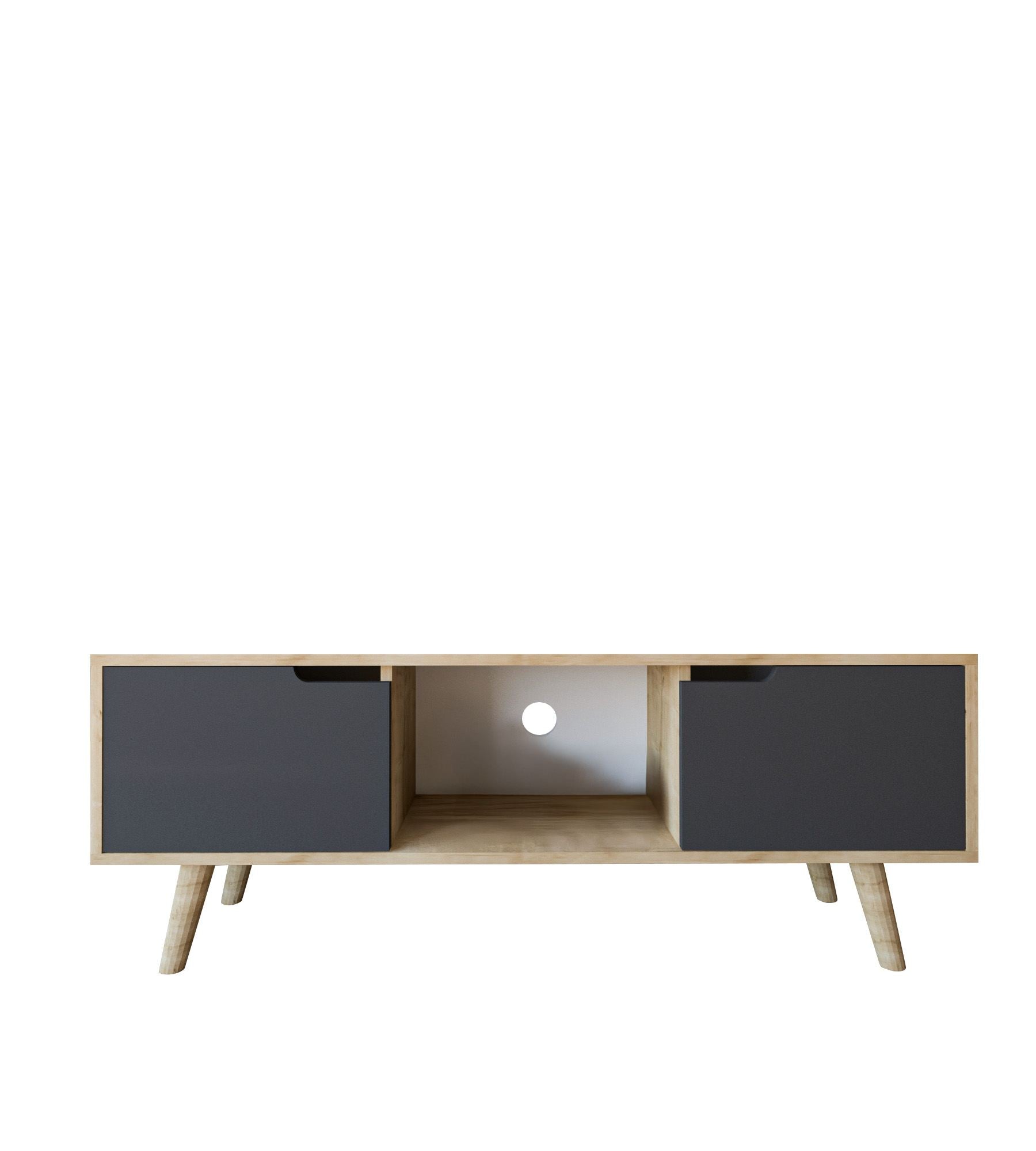 Móvel de TV – 139,7 cm x 53 cm x 53 cm – Carvalho Safira e Antracite – Aglomerado com melamina