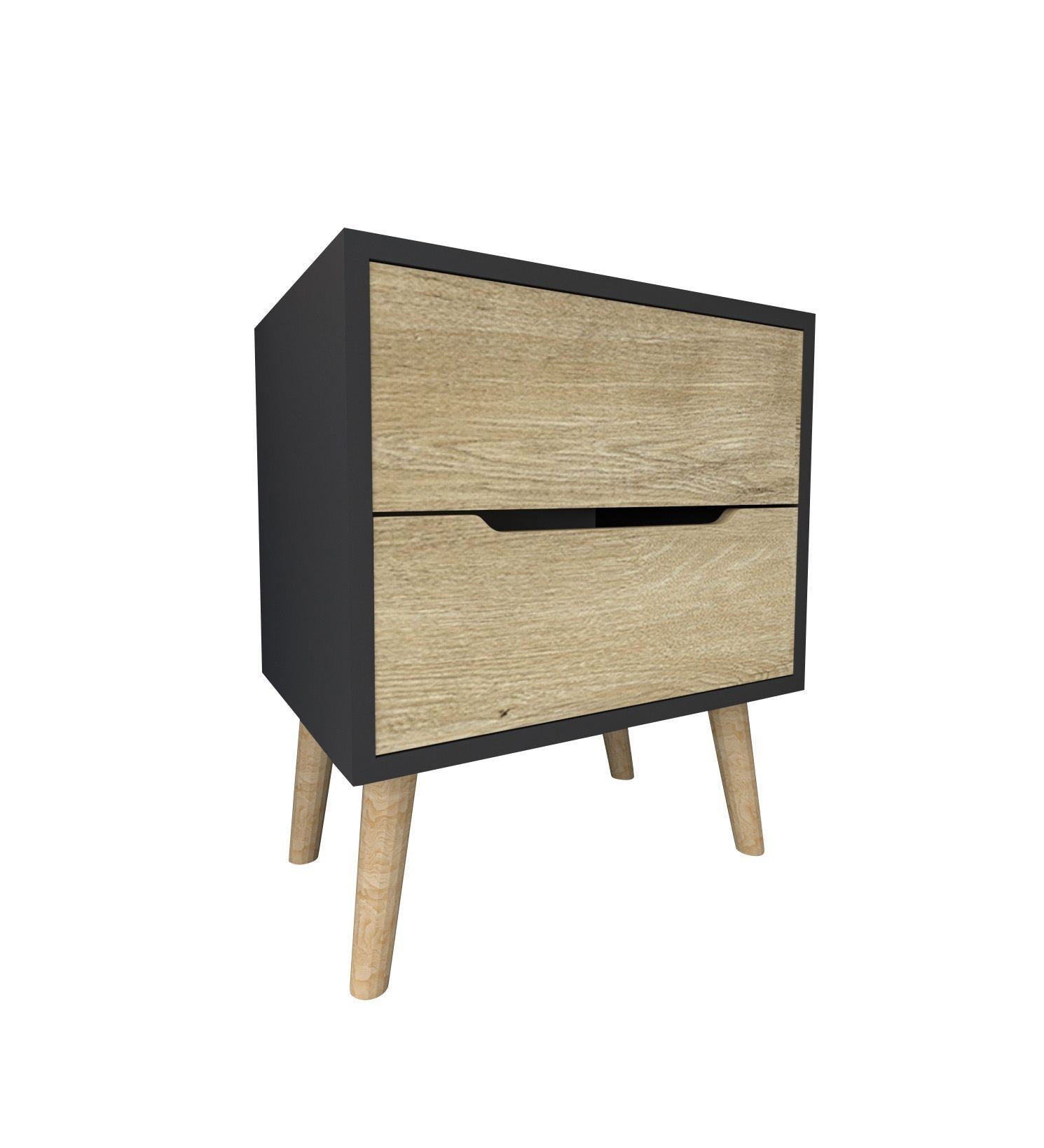Mesa de cabeceira – 50 cm x 60 cm x 44 cm – Antracite e Carvalho Safira – Aglomerado