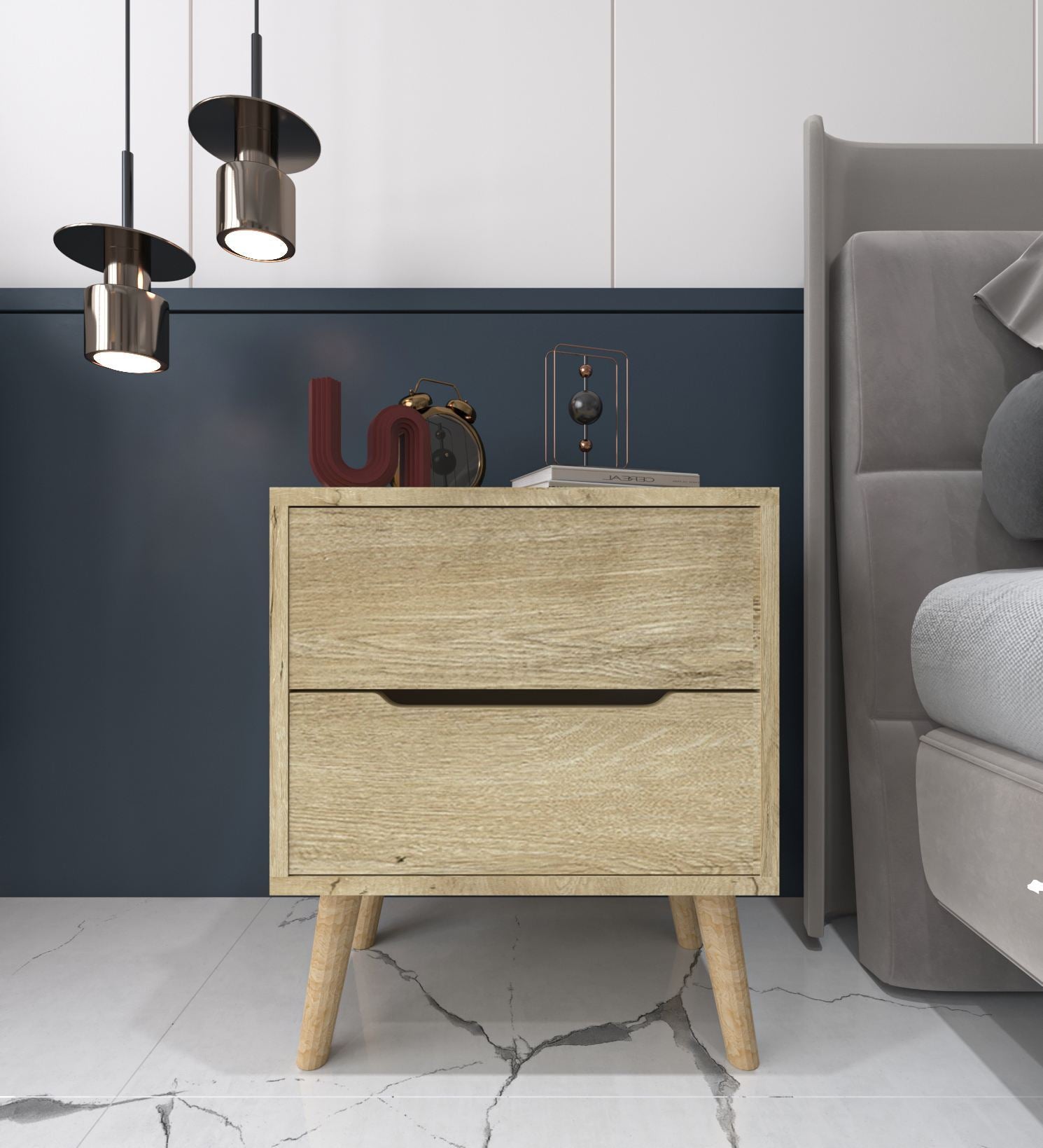 Mesa de cabeceira – 50 cm x 60 cm x 44 cm – Carvalho Safira – Aglomerado