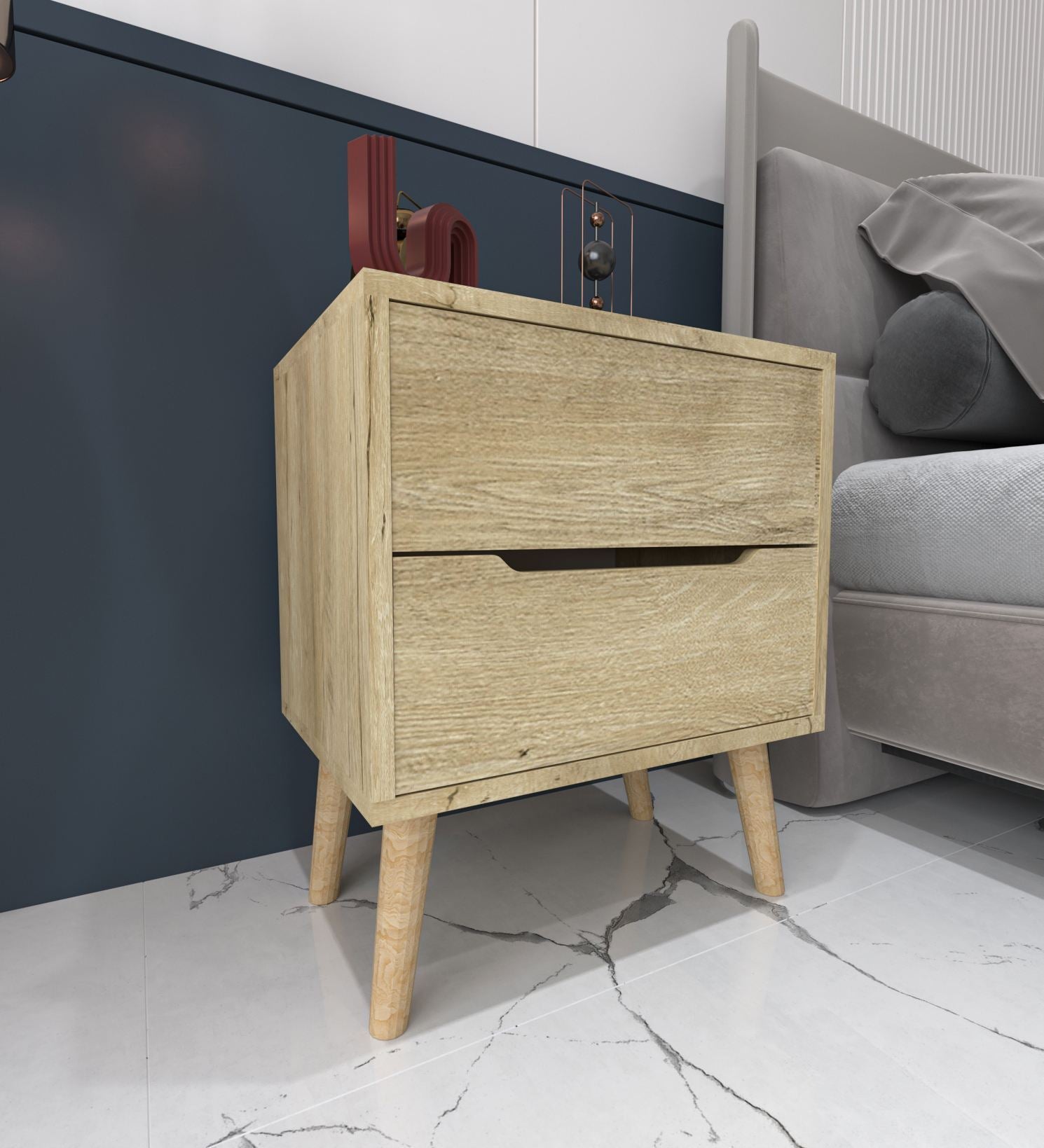 Mesa de cabeceira – 50 cm x 60 cm x 44 cm – Carvalho Safira – Aglomerado