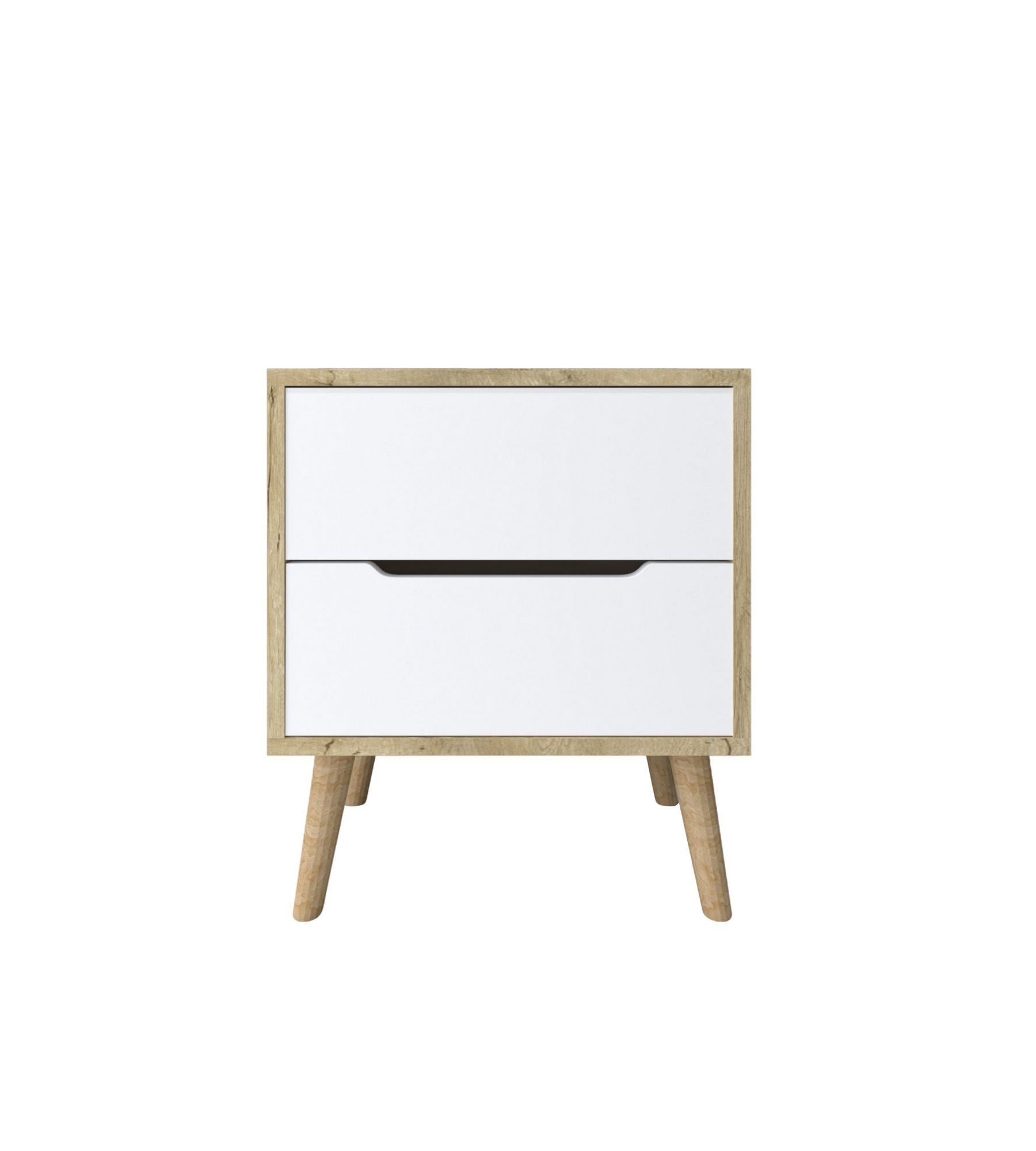 Mesa de cabeceira – 50 cm x 60 cm x 44 cm – Carvalho Safira e Branco – Aglomerado