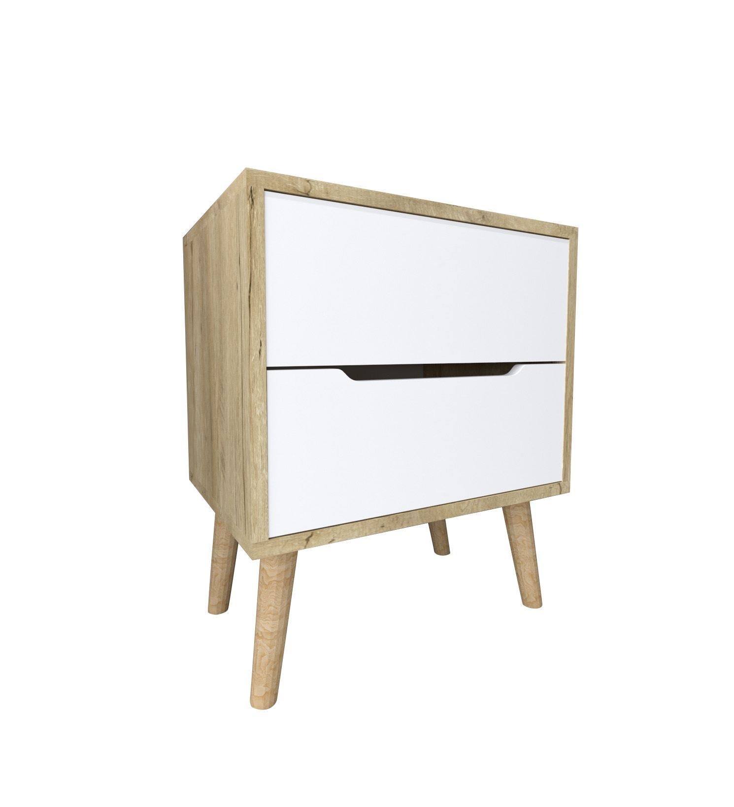 Mesa de cabeceira – 50 cm x 60 cm x 44 cm – Carvalho Safira e Branco – Aglomerado