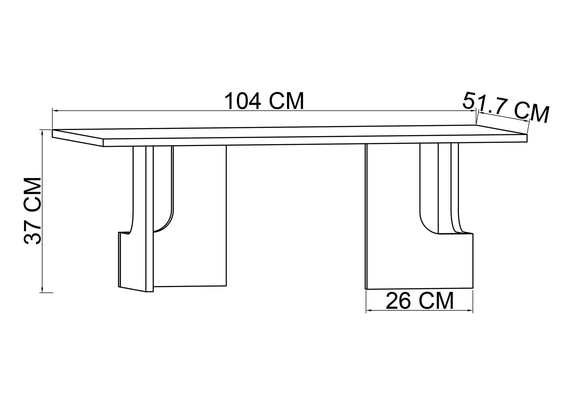 Mesa de Centro – 104 cm x 37 cm x 51,7 cm – Travertino – Chipboard revestido de melamina