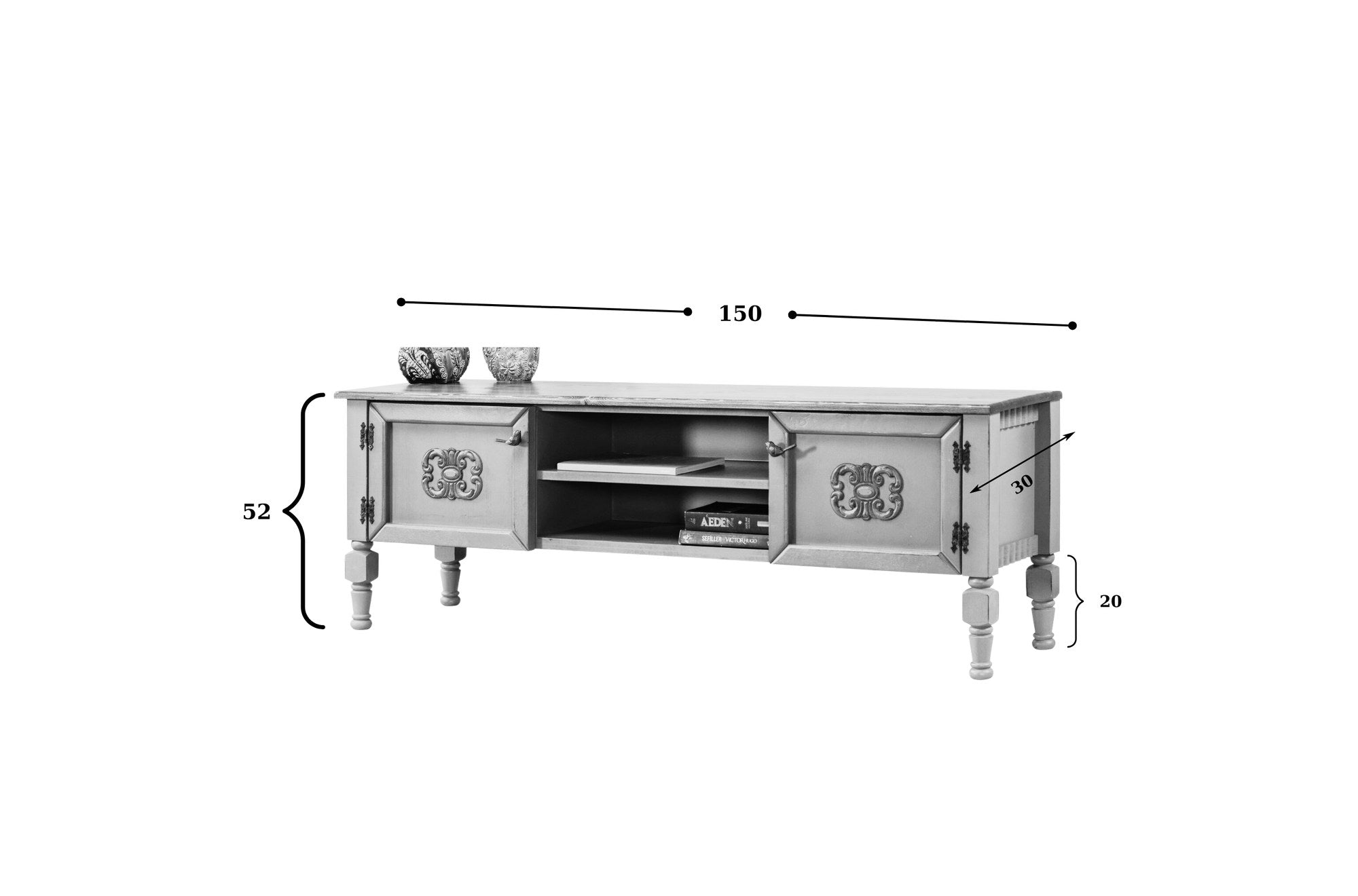 Móvel de TV – 150 cm x 40 cm x 50 cm – Preto – MDF