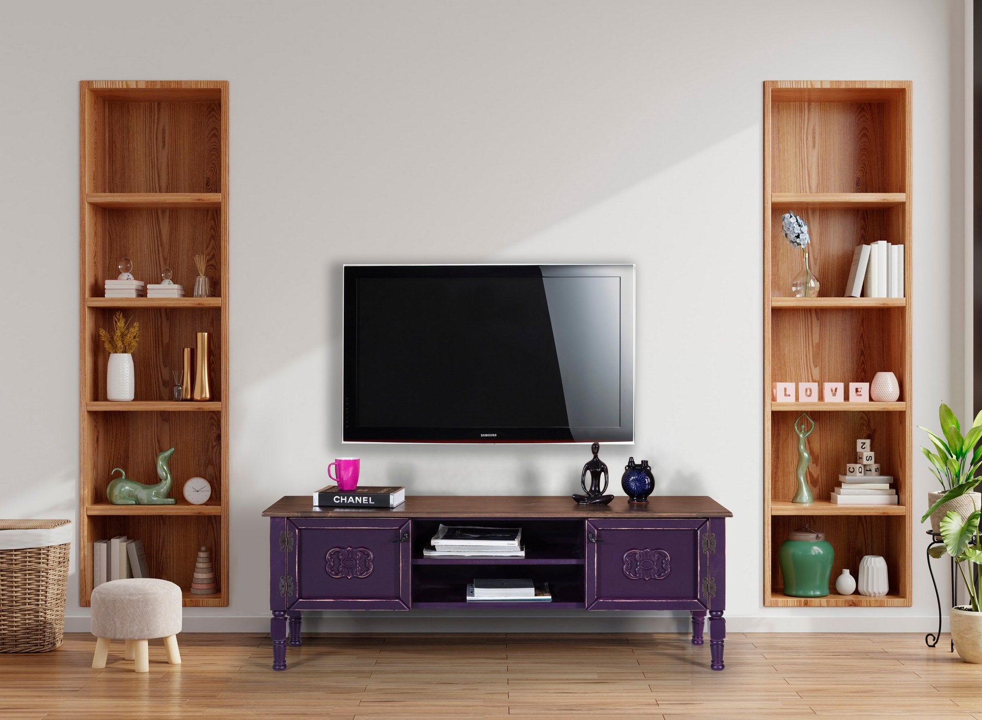 Móvel de TV - 150 cm x 40 cm x 50 cm - Roxo - MDF