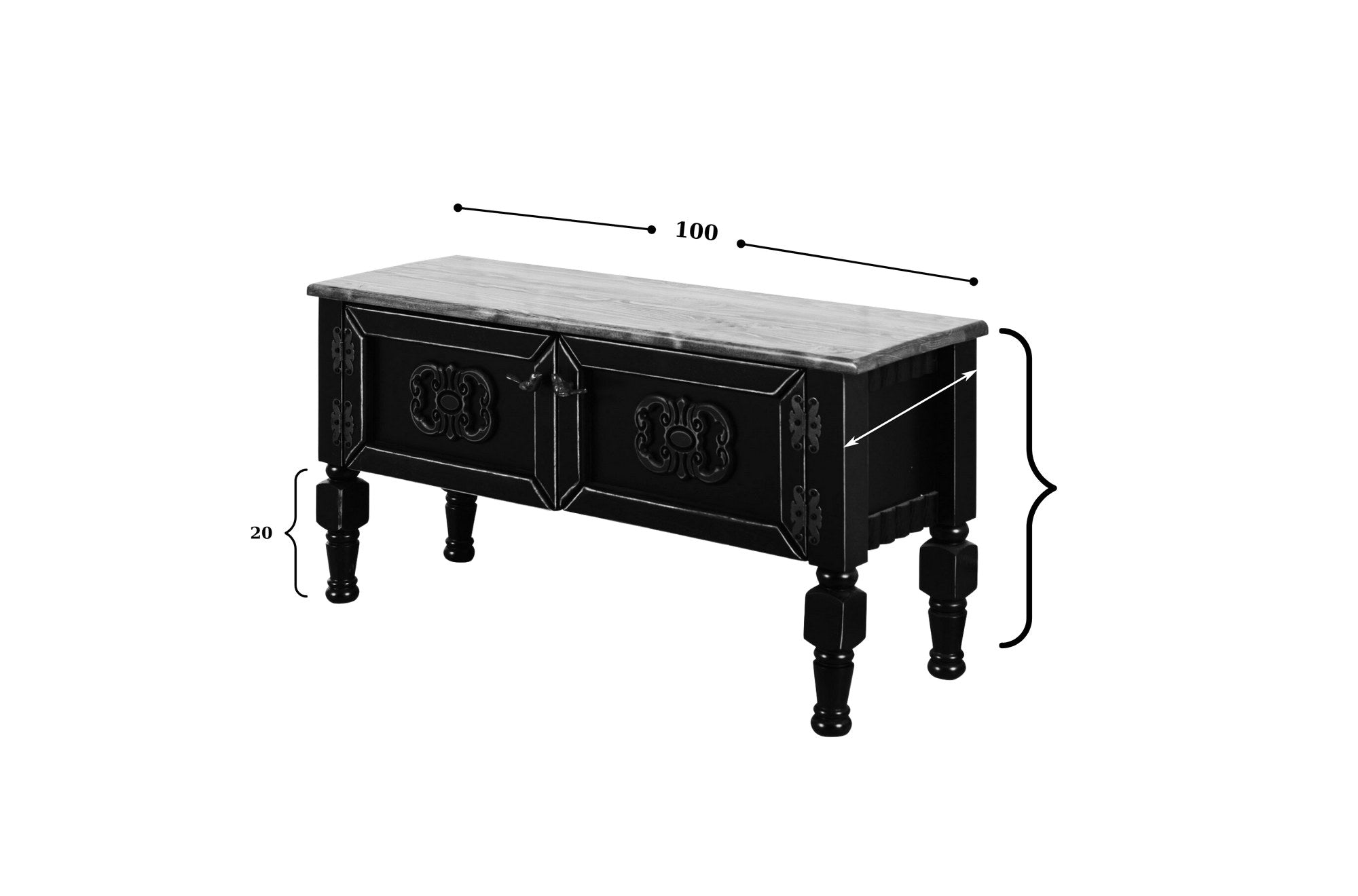 Móvel de TV – 100cm x 45cm x 30cm – Preto – MDF