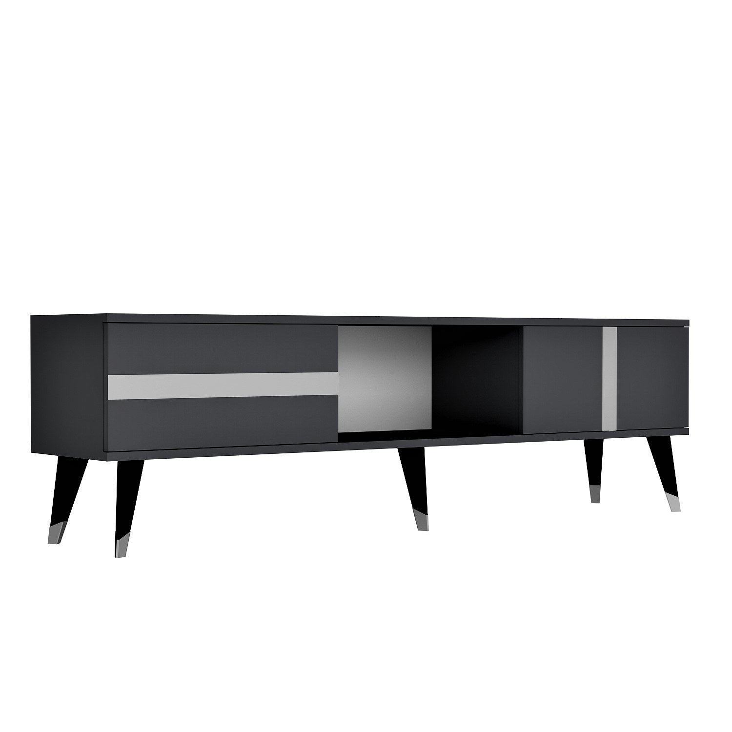Móvel de TV – 150 cm x 29,6 cm x 50 cm – Antracite e Prata – Painel de Partículas