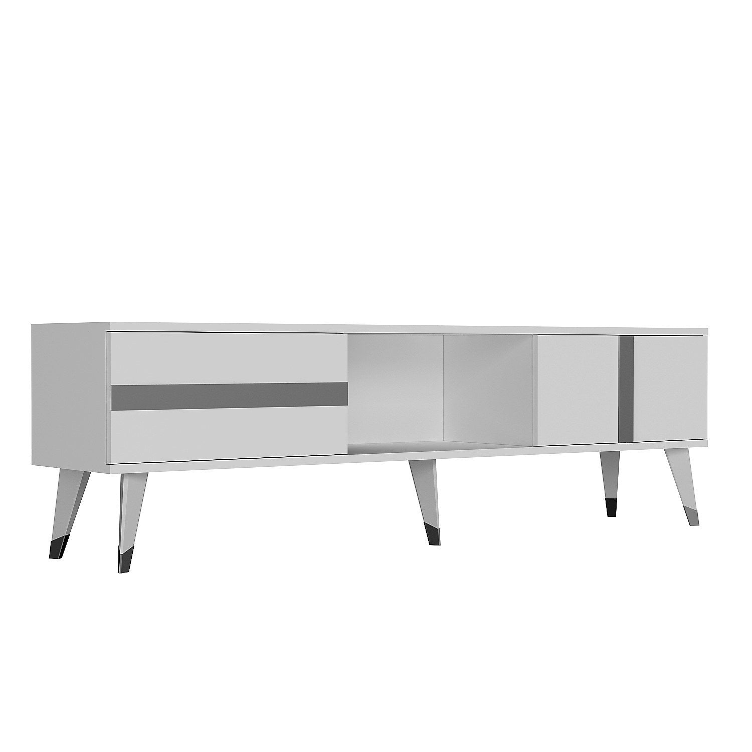 Móvel de TV – 150cm – Branco e Prata – Painel de partículas