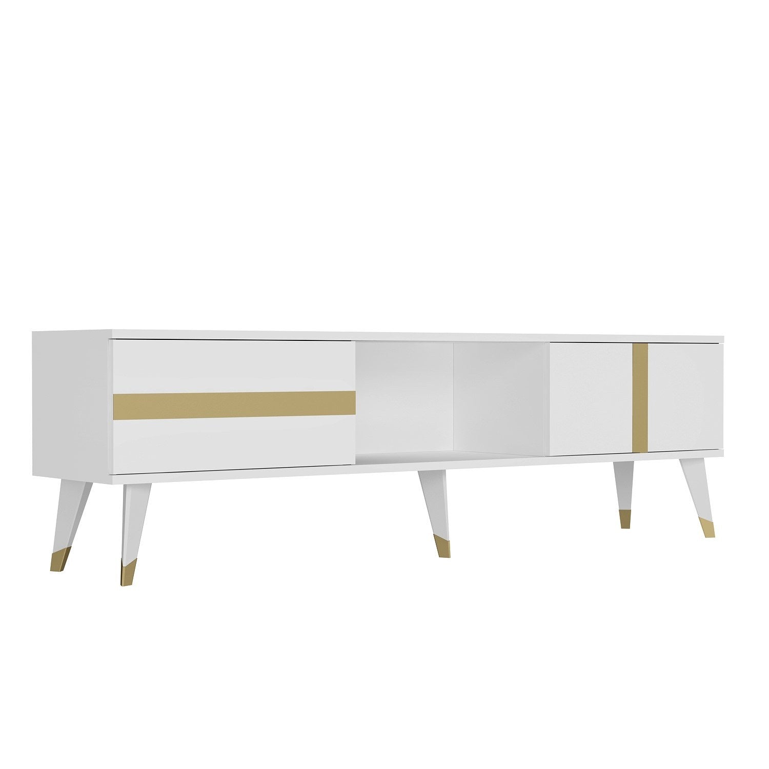 Móvel de TV – 150cm x 29.6cm x 50cm – Branco e Dourado – Melamina