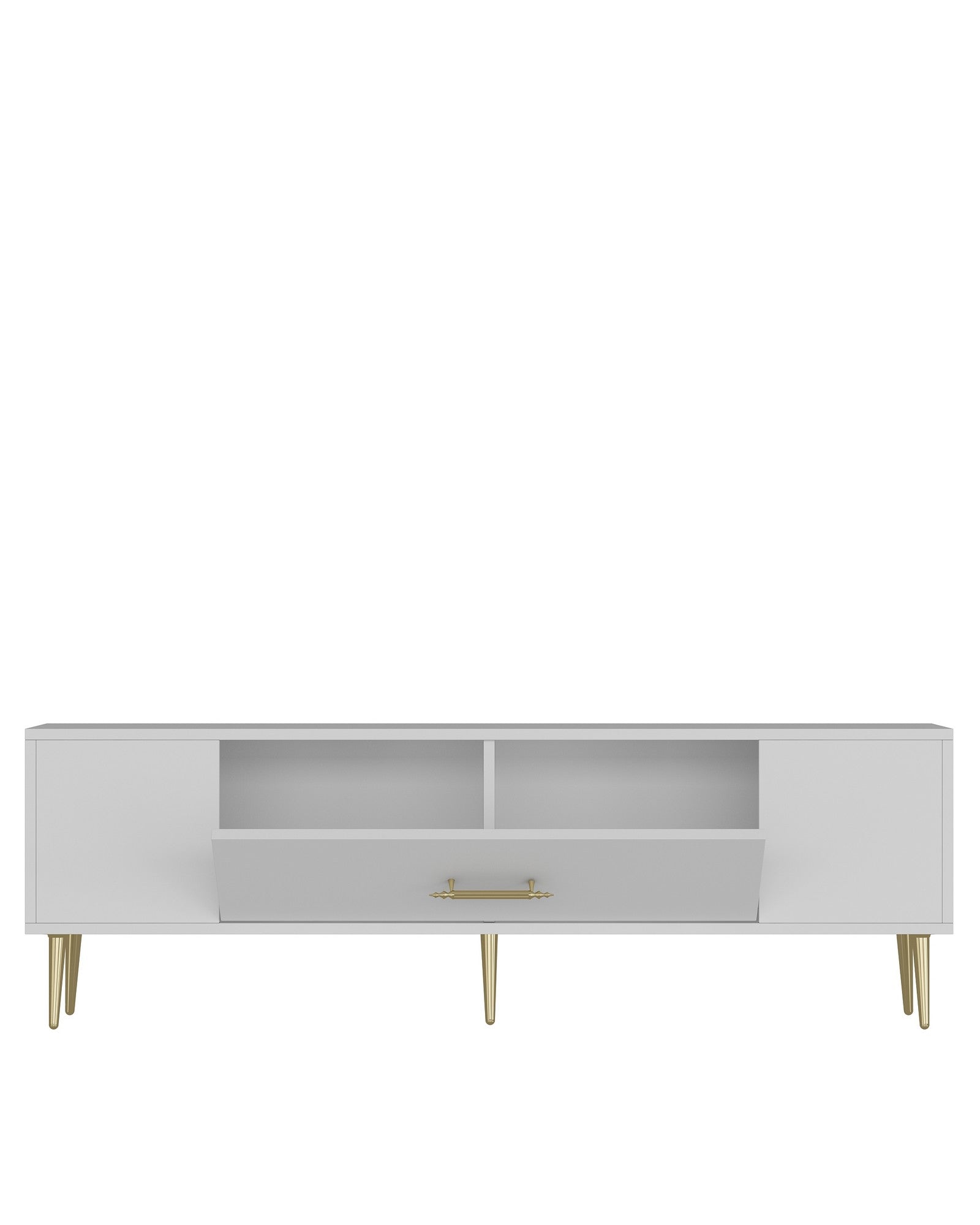 Móvel de TV – 150cm x 48.2cm x 29.6cm – Branco e Dourado – MDF