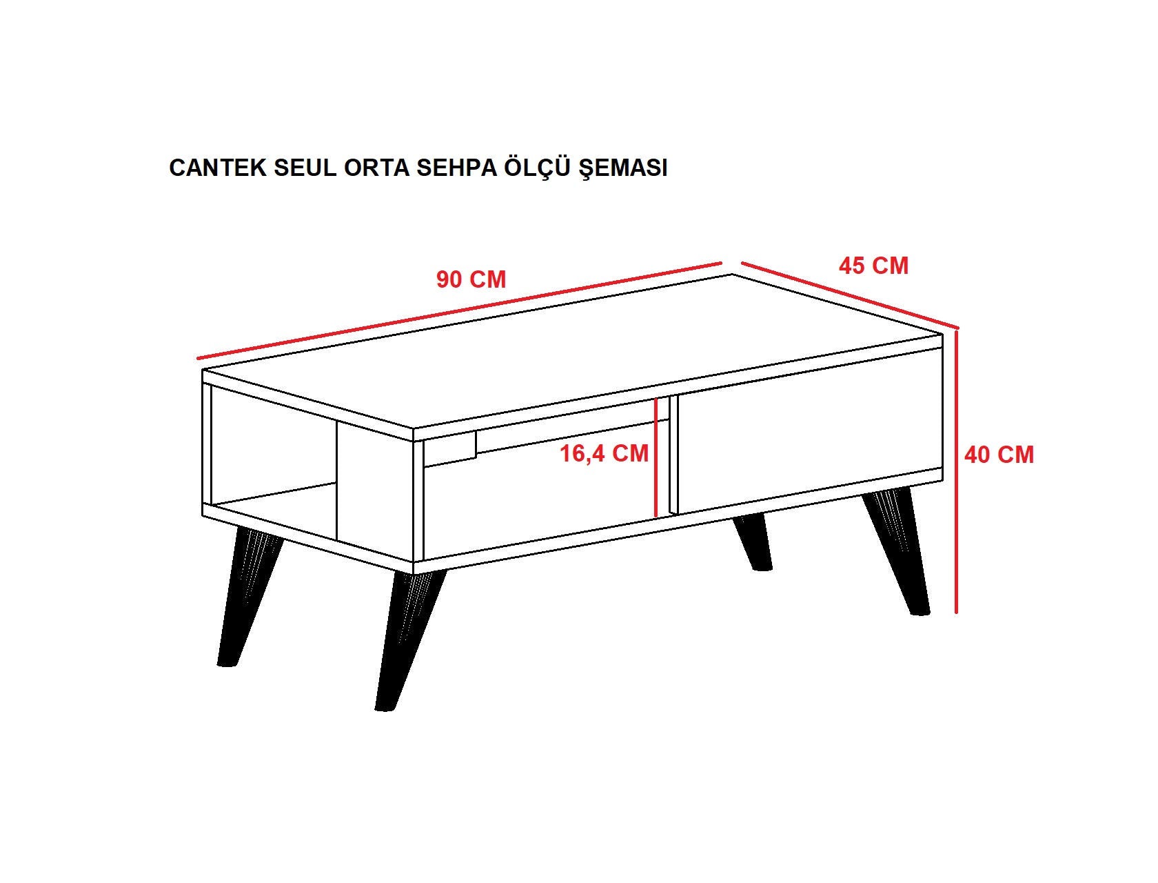 Mesa de Centro – 90 x 45 x 40 cm – Branca – Painel de Partículas revestido a Melamina