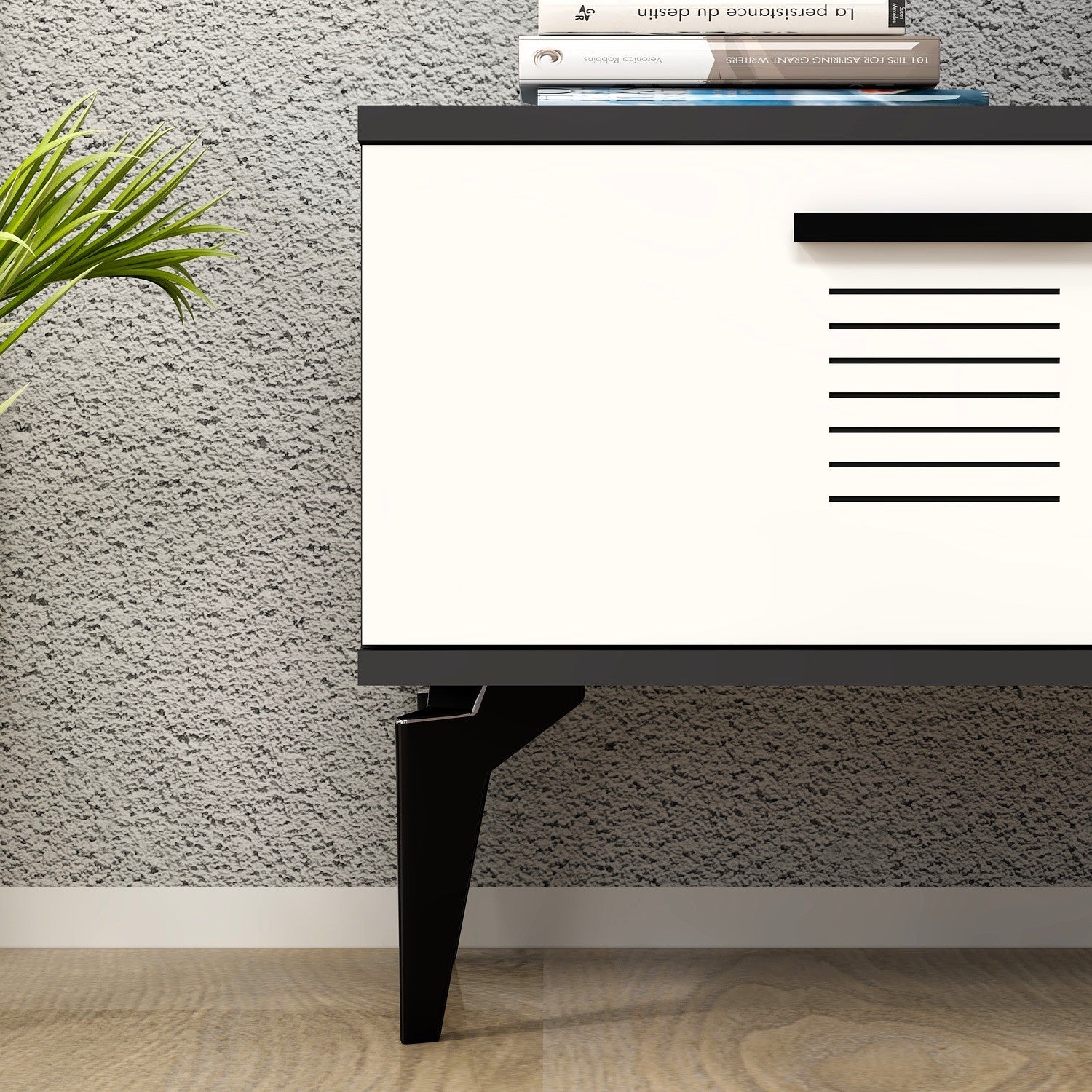 Móvel de TV – 150cm x 44.6cm x 29.6cm – Antracite e Branco – MDF
