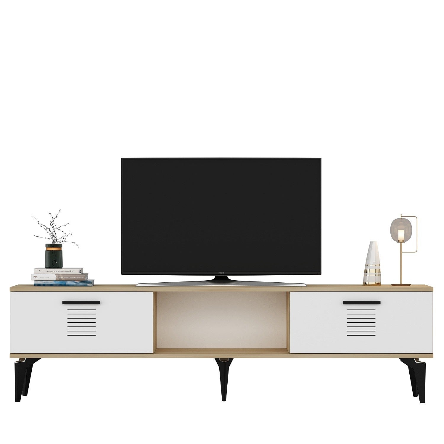 Móvel de TV – 150 cm x 44,6 cm x 29,6 cm – Carvalho Safira e Branco – MDF