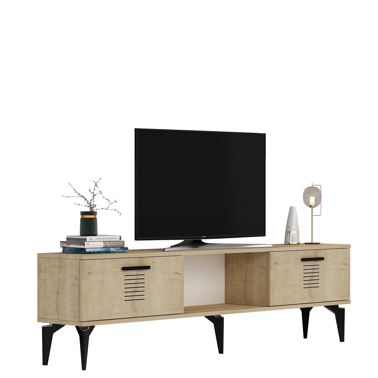 Móvel de TV – 150 cm x 44,6 cm x 29,6 cm – Carvalho Safira – Painel de Partículas Revestido em 100% Melamina