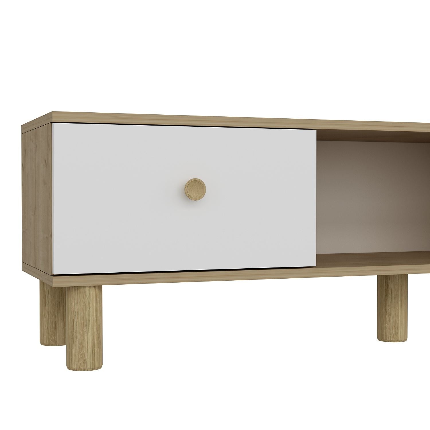 Móvel de TV – 150 cm x 40,6 cm – Carvalho Safira e Branco – MDF