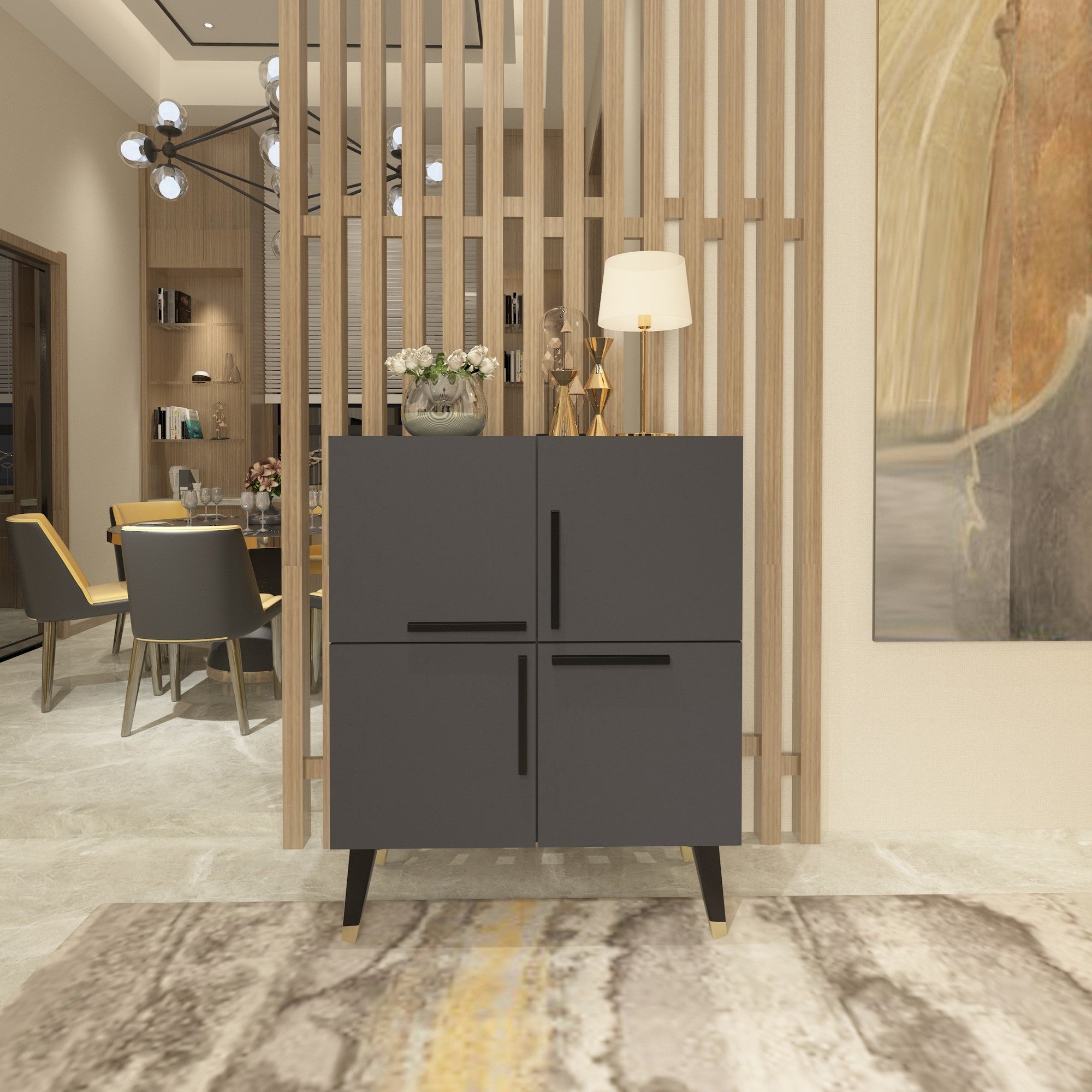 Aparador Moderno – 70 x 90 x 35 cm – Antracite – Painéis de Partículas revestidos a Melamina